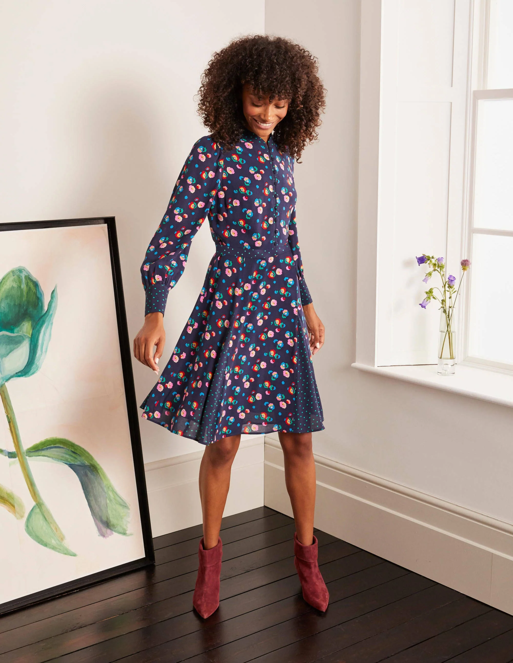 Christina Kleid-Navy, Üppige Pfingstrose - Image 5