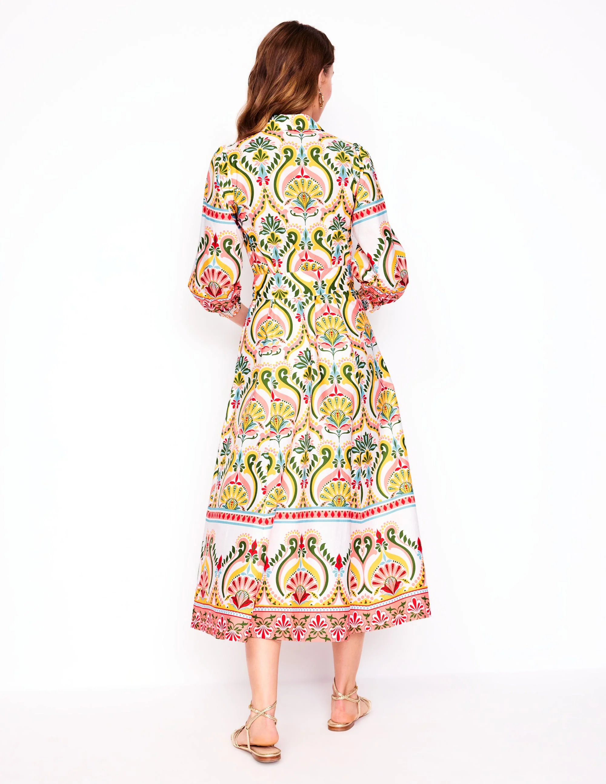 Clara Hemdblusenkleid aus Baumwolle-Bunt, Blumenmuster mit Ornamenten - Image 4