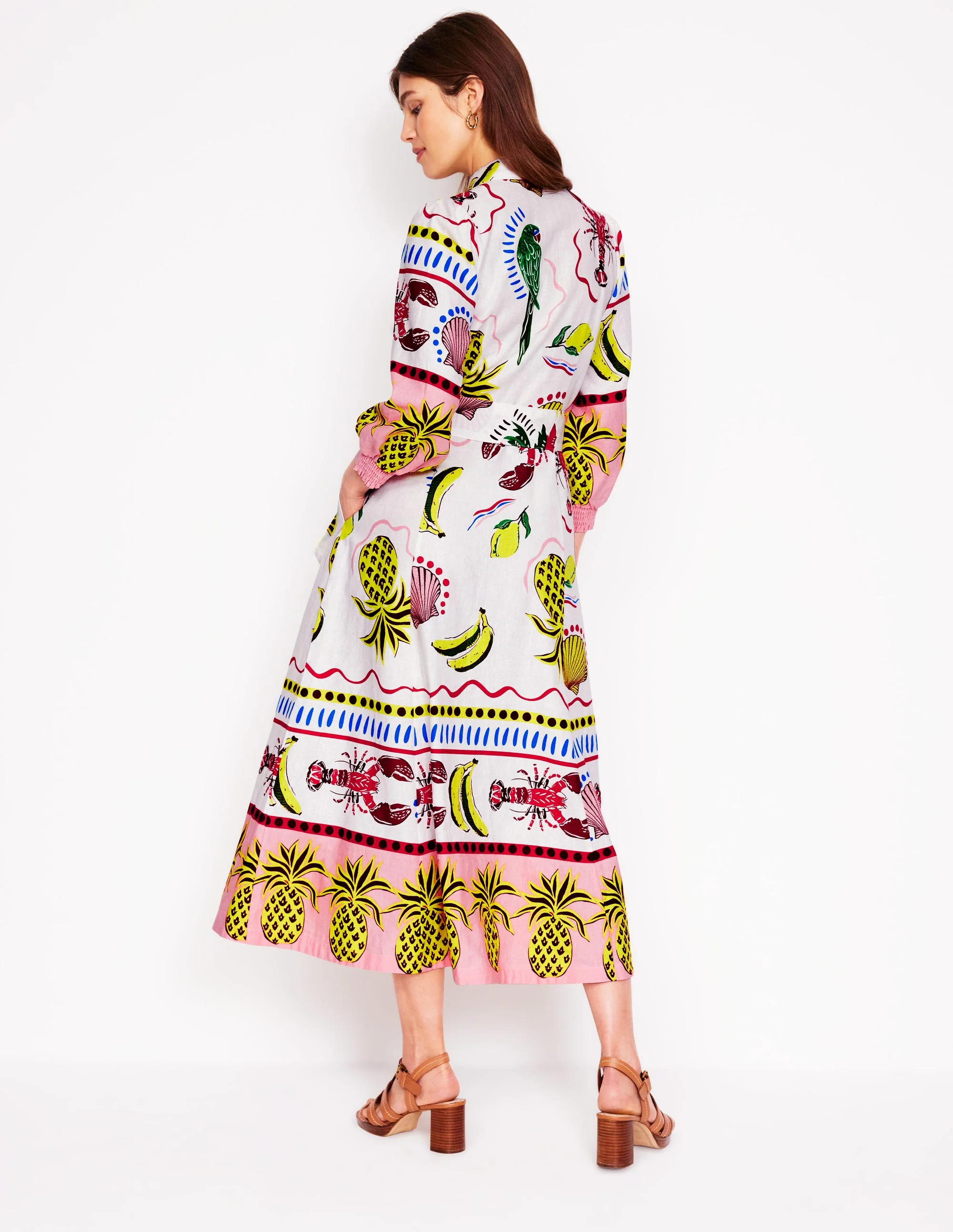 Clara Hemdblusenkleid aus Leinenmischgewebe-Bunt, Tropical Bonanza-Motiv - Image 3