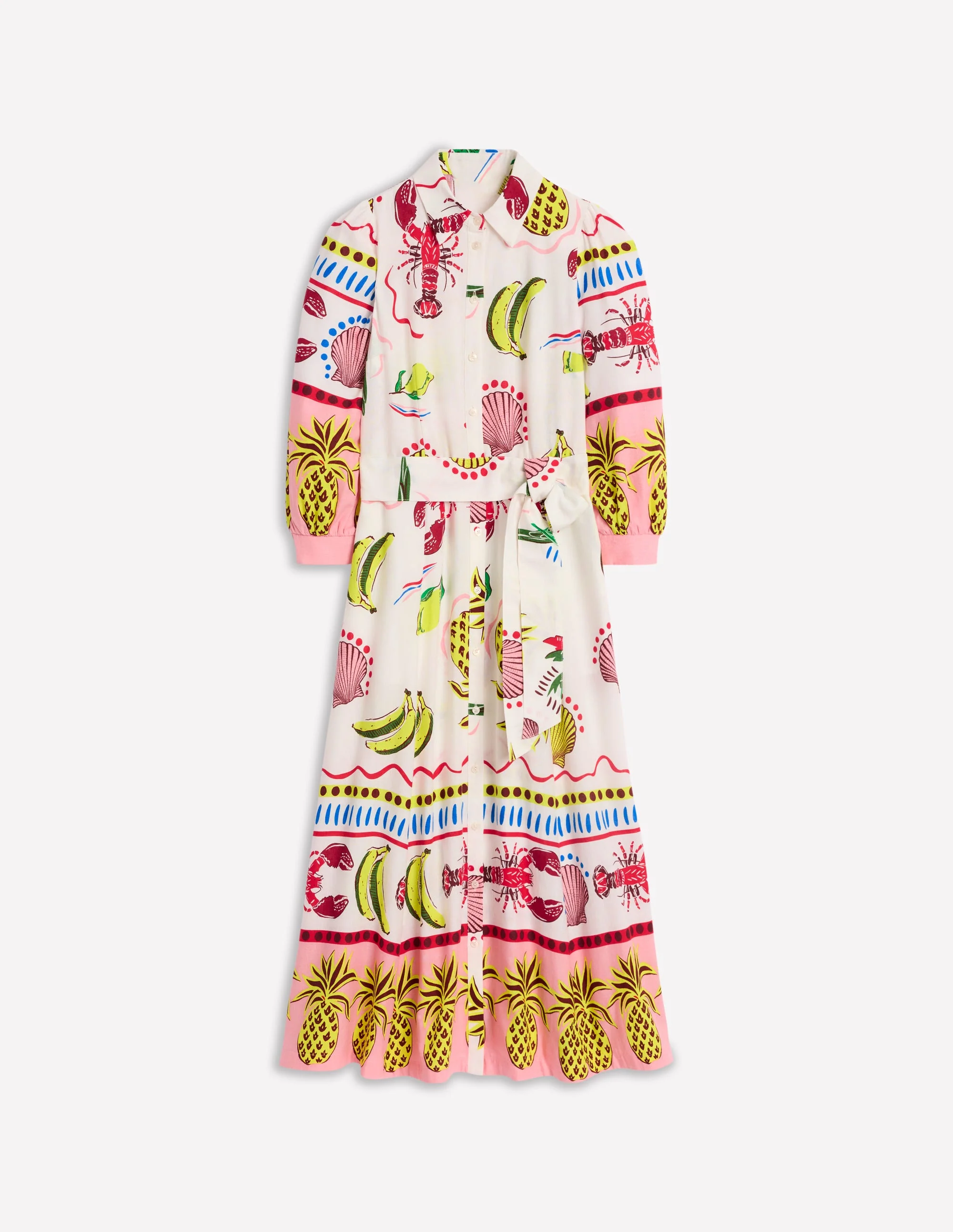 Clara Hemdblusenkleid aus Leinenmischgewebe-Bunt, Tropical Bonanza-Motiv - Image 7
