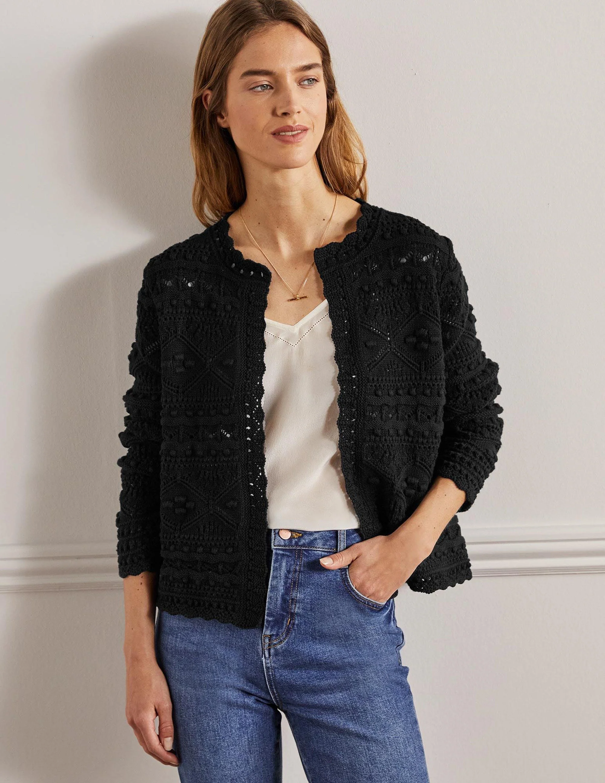 Claudia Strukturierter Strickcardigan-Schwarz - Image 4