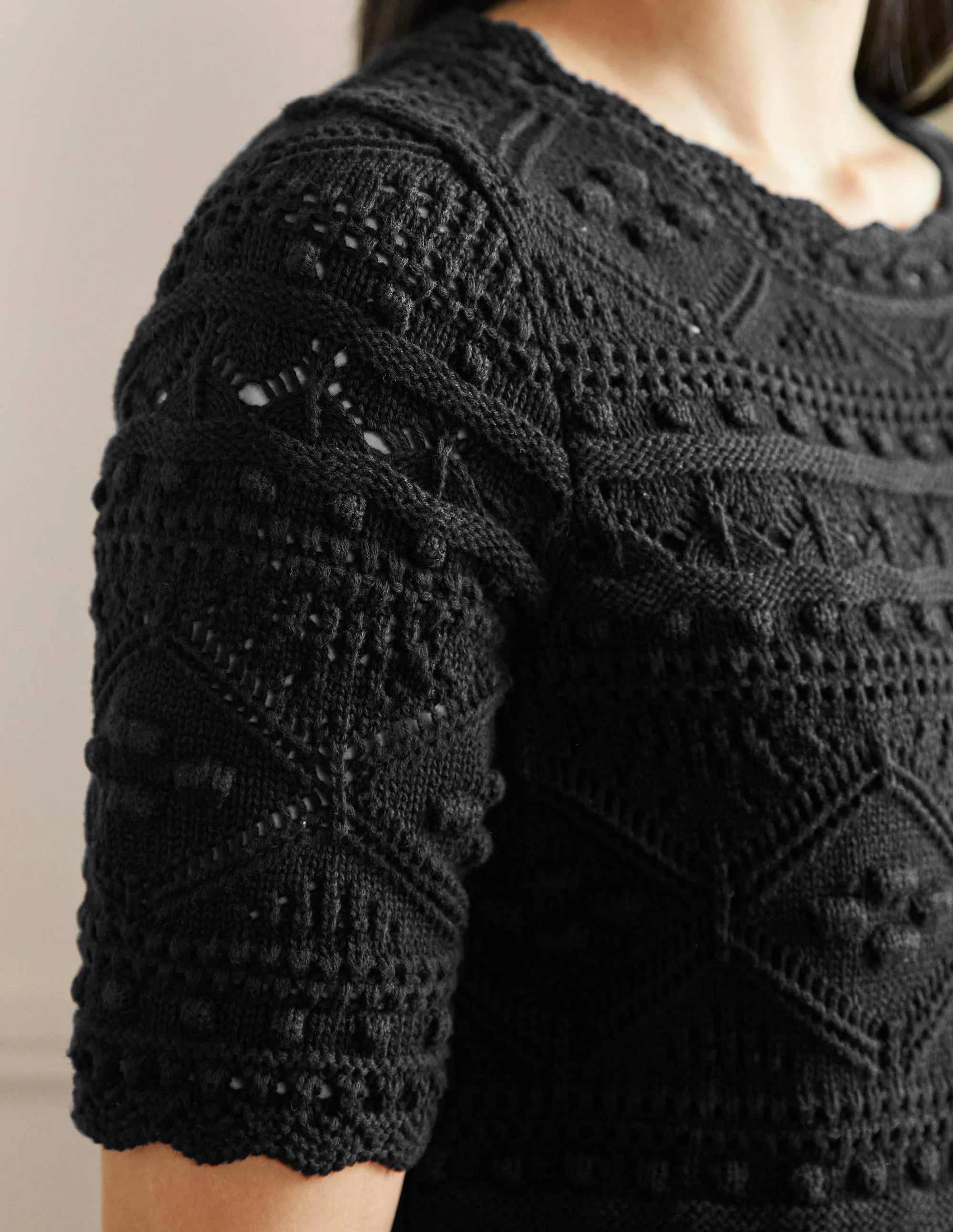 Claudia Strukturiertes Strickkleid-Schwarz - Image 2