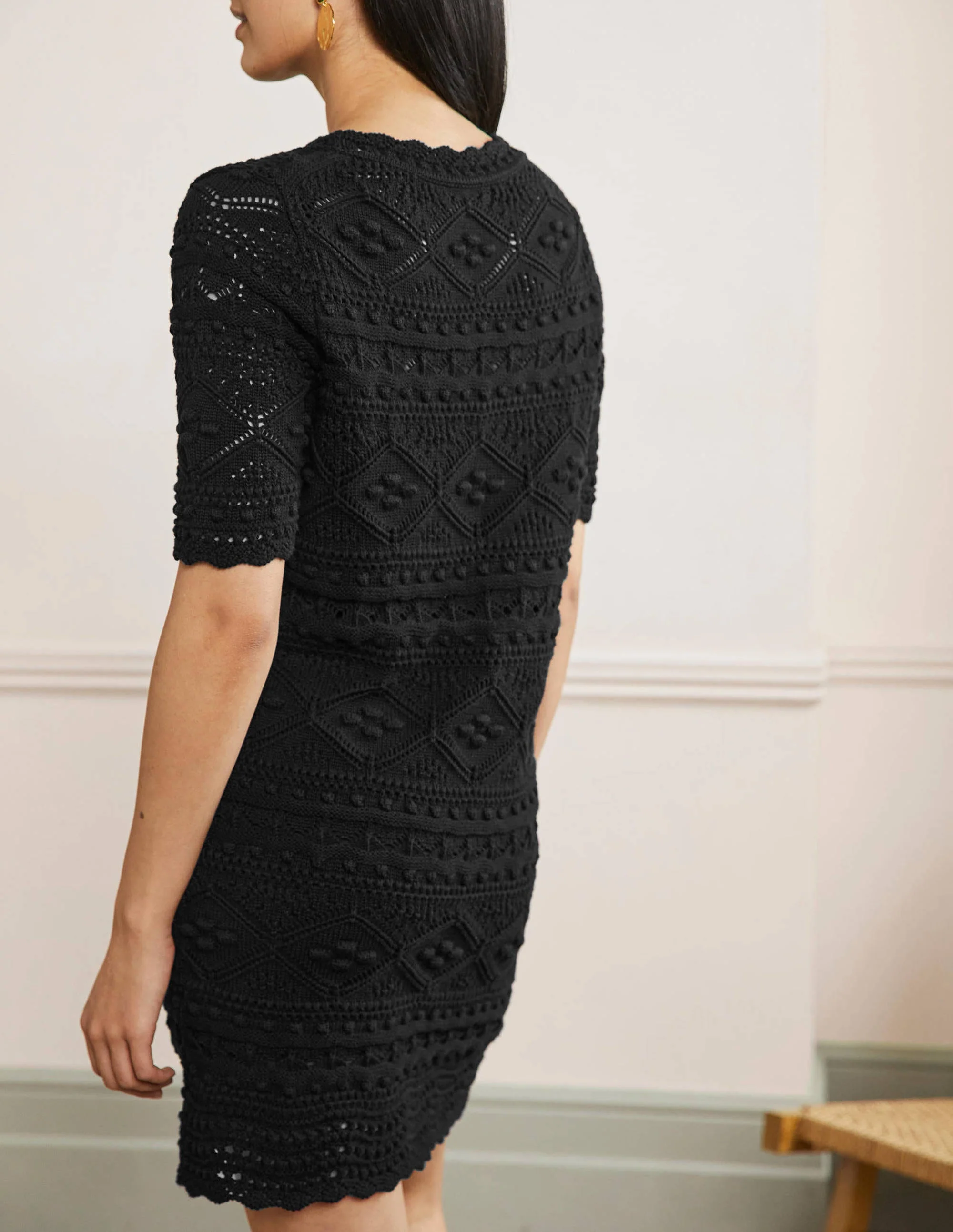 Claudia Strukturiertes Strickkleid-Schwarz - Image 3