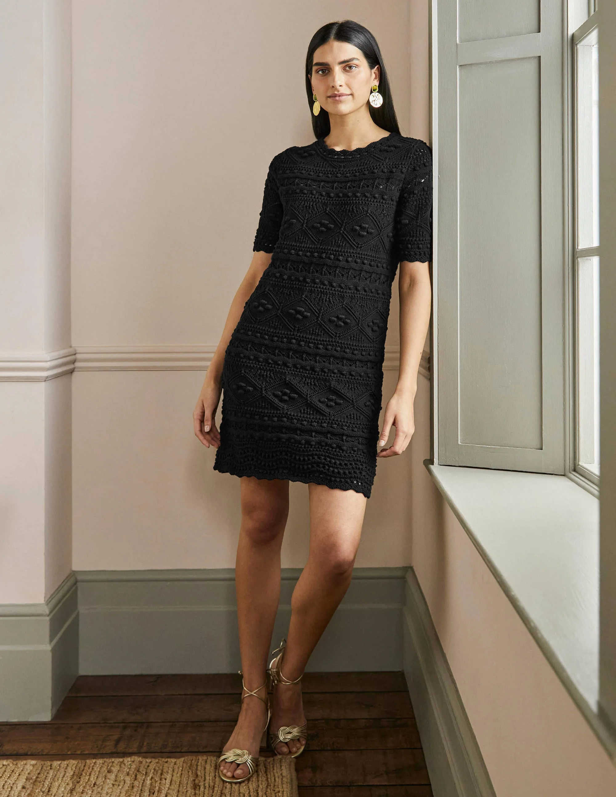 Claudia Strukturiertes Strickkleid-Schwarz - Image 4