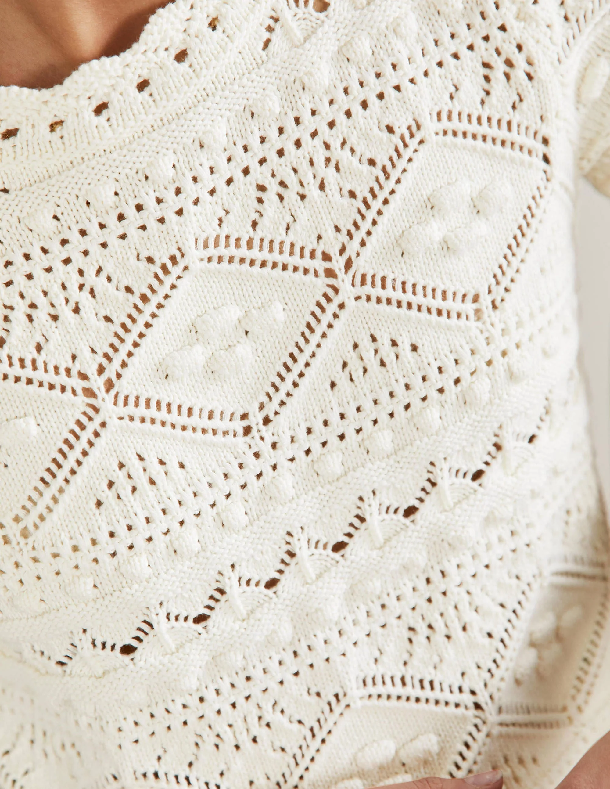 Claudia Strukturiertes Strickoberteil-Naturweiß - Image 2