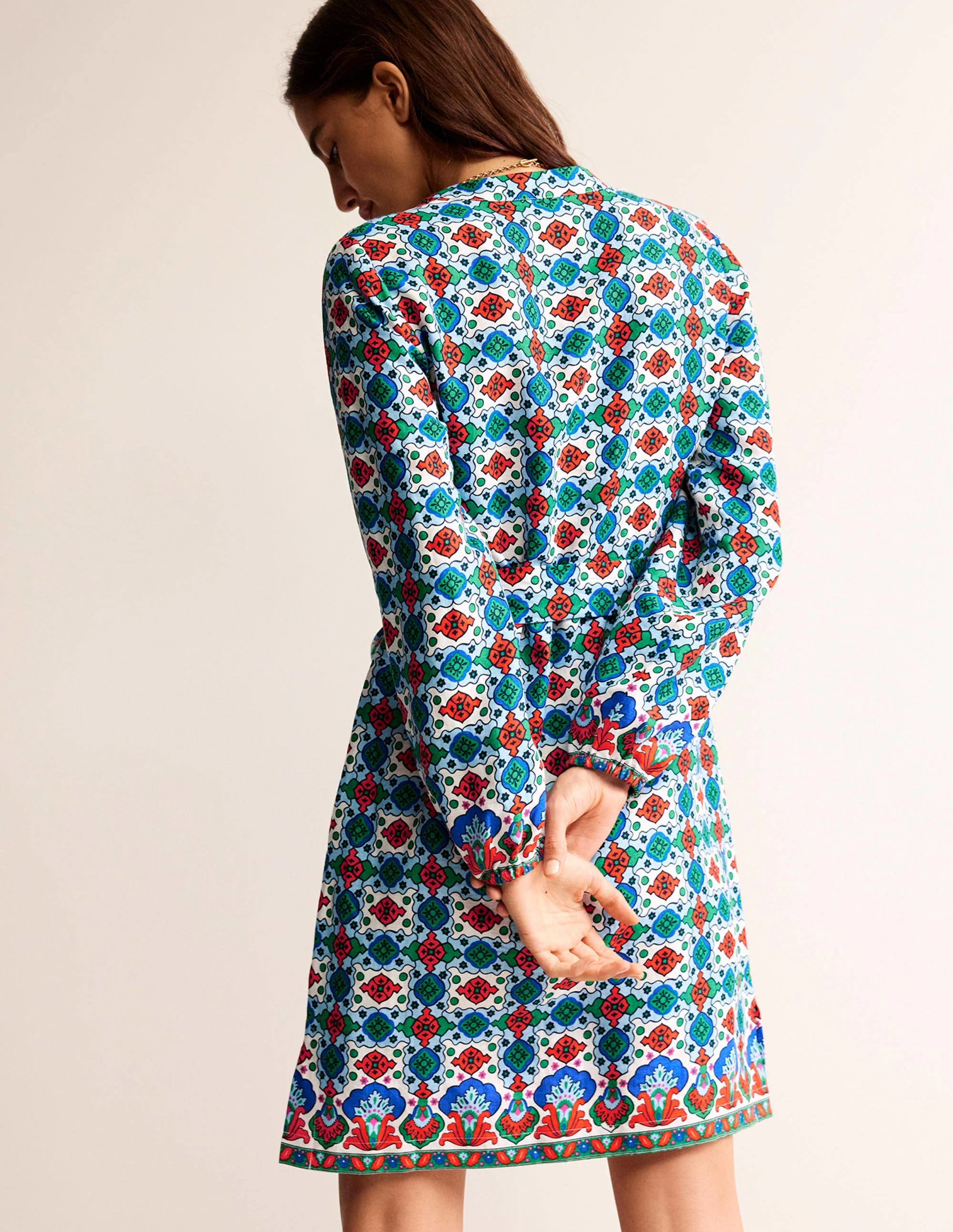 Cleo Leinenkleid mit Bindegürtel-Bunt, Kachel - Image 3
