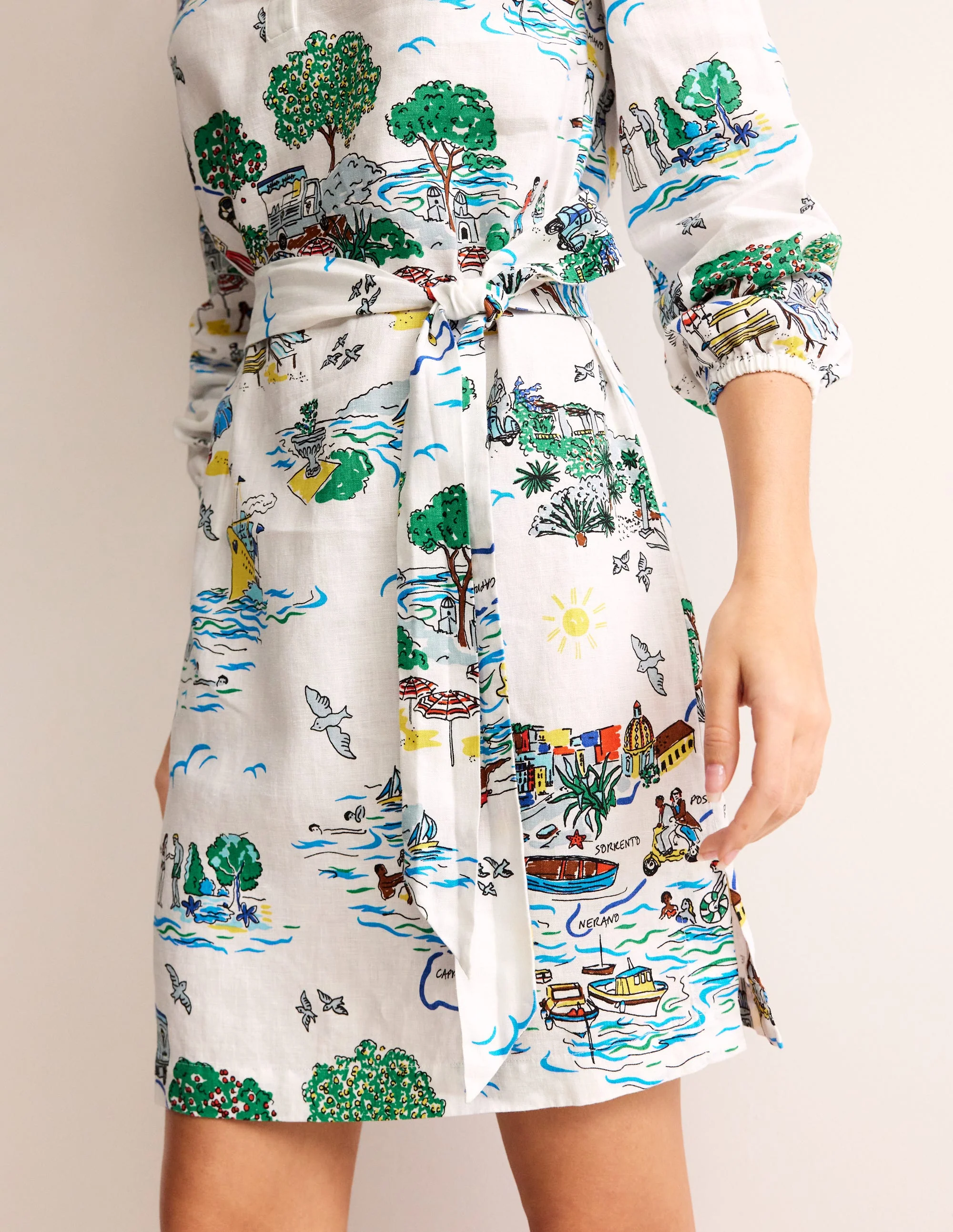Cleo Leinenkleid mit Bindegürtel-Naturweiß, Amalfi - Image 2