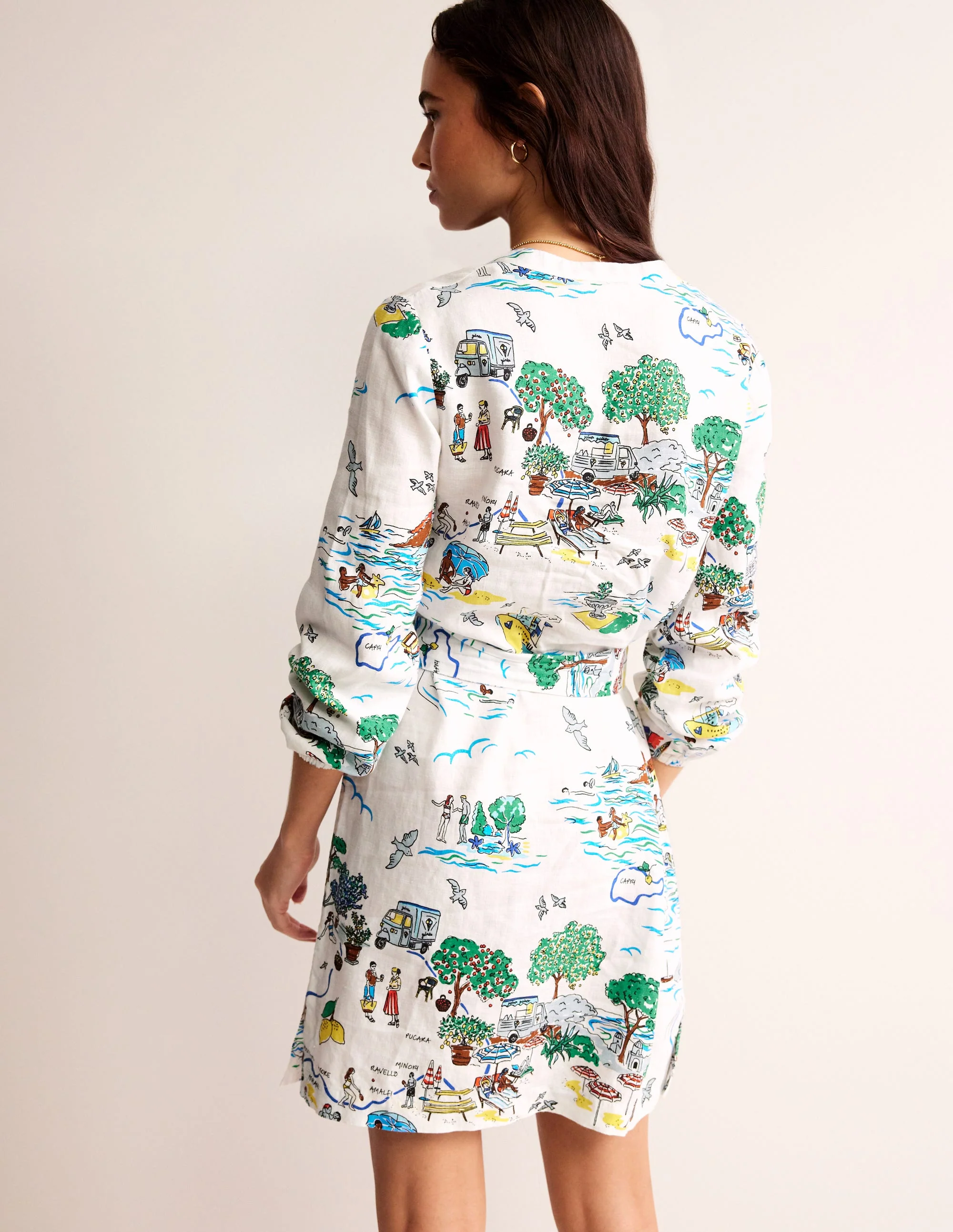 Cleo Leinenkleid mit Bindegürtel-Naturweiß, Amalfi - Image 3