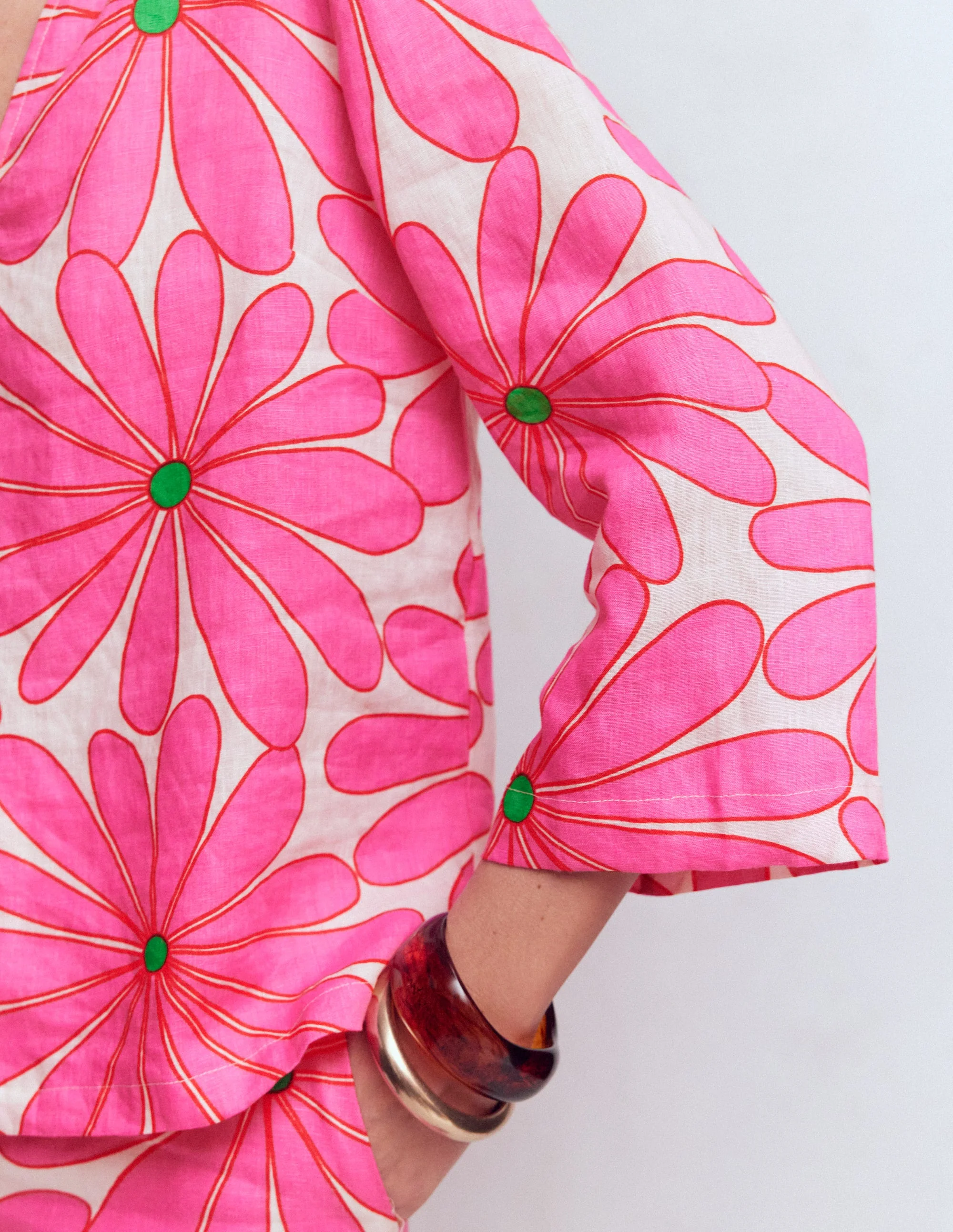 Cleo Leinenoberteil-Rosa, Gänseblümchen - Image 2