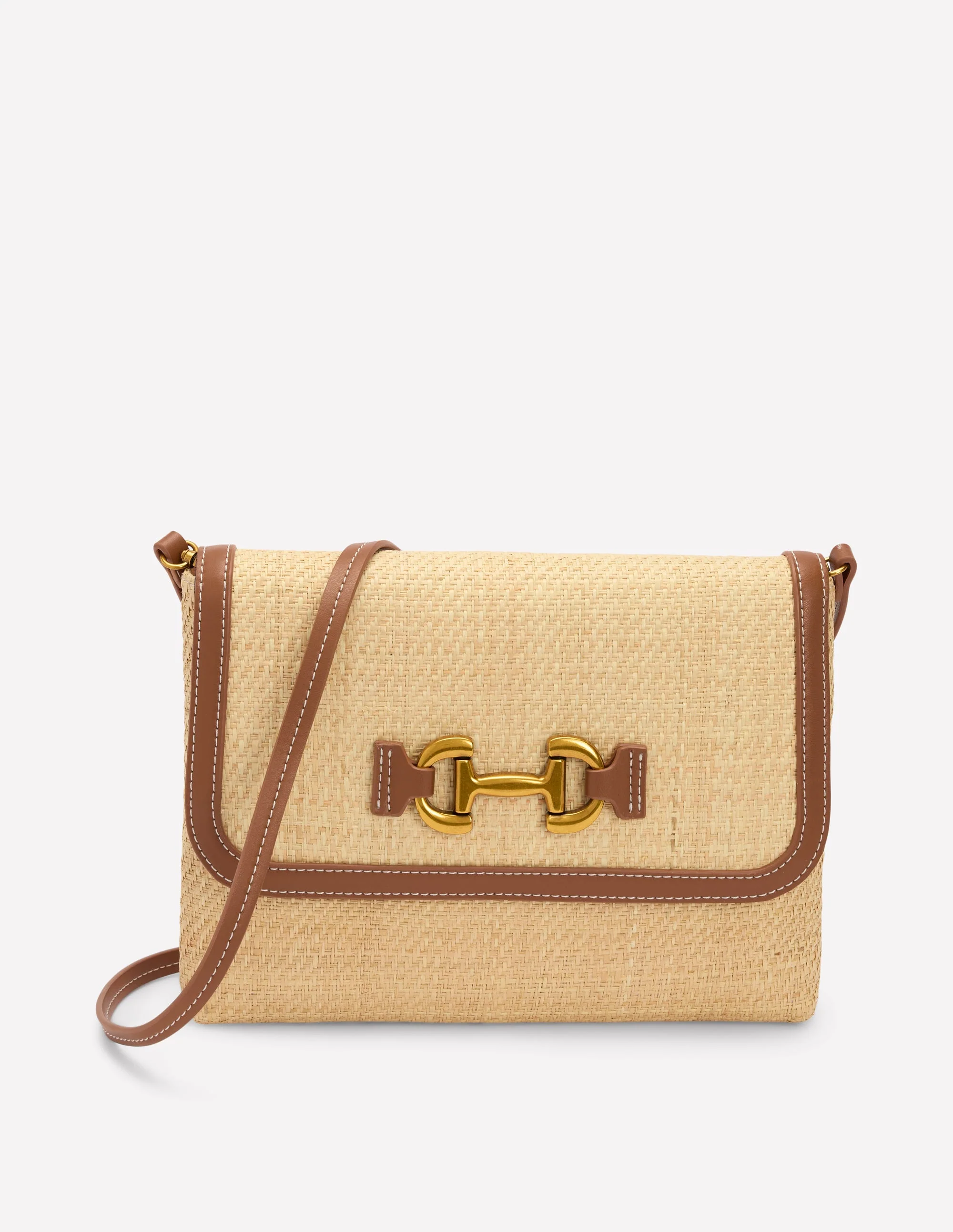 Clutch mit Trensendetail-Naturbelassen/Hellbraun