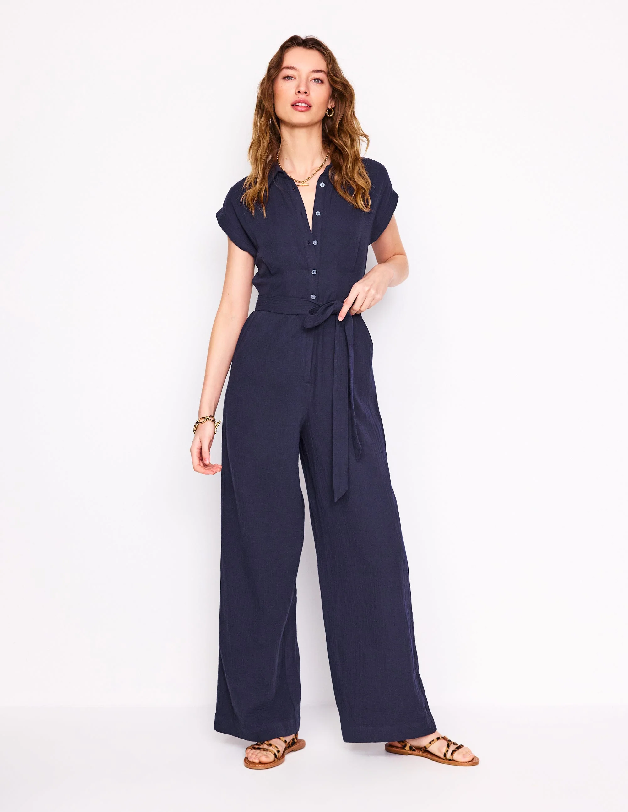 Colette Doppeltuch-Jumpsuit-Marineblau - Image 4