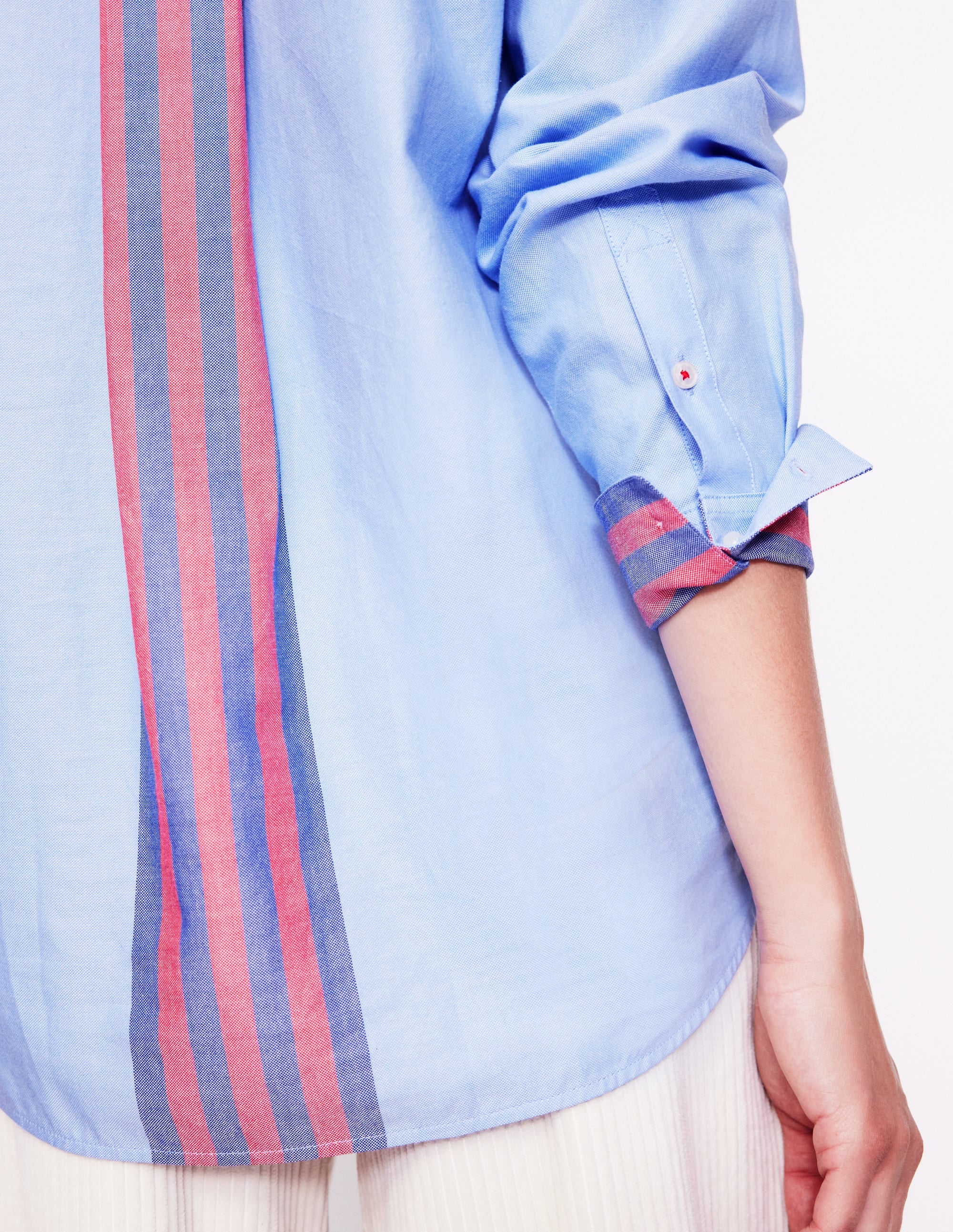 Connie Lockeres Baumwollhemd-Oxford-Blau mit Streifen - Image 2