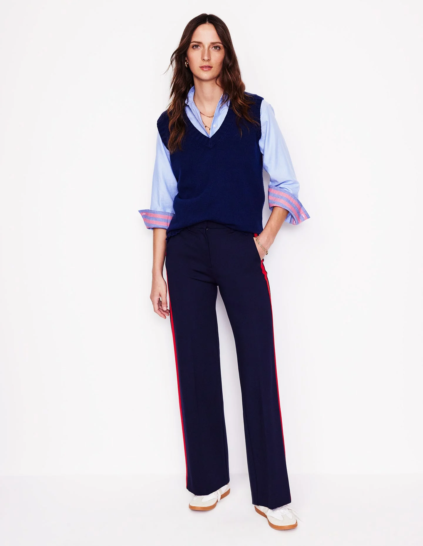 Connie Lockeres Baumwollhemd-Oxford-Blau mit Streifen - Image 5