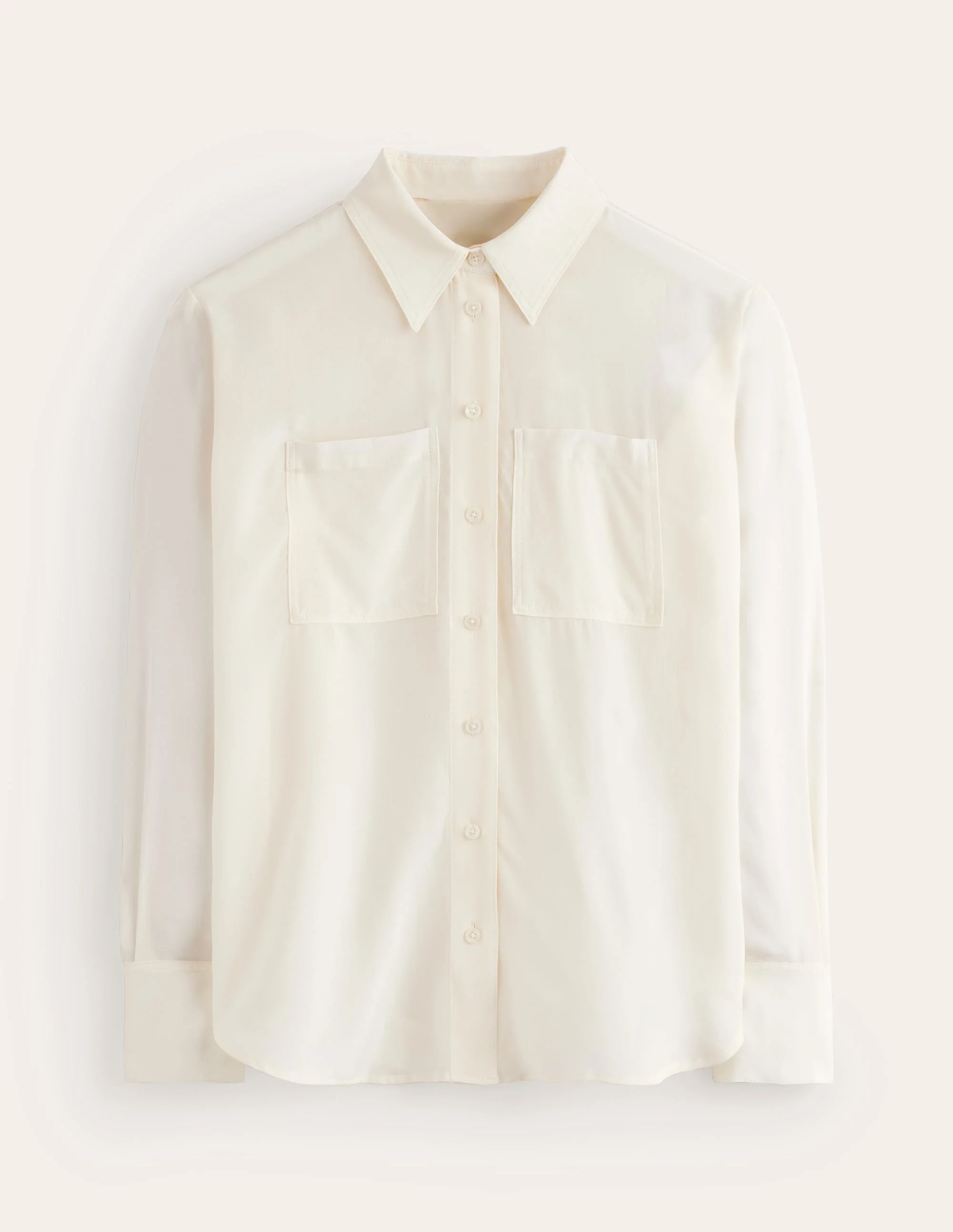 Connie Lockeres Seidenhemd-Ivory and Navy Spot - Image 9