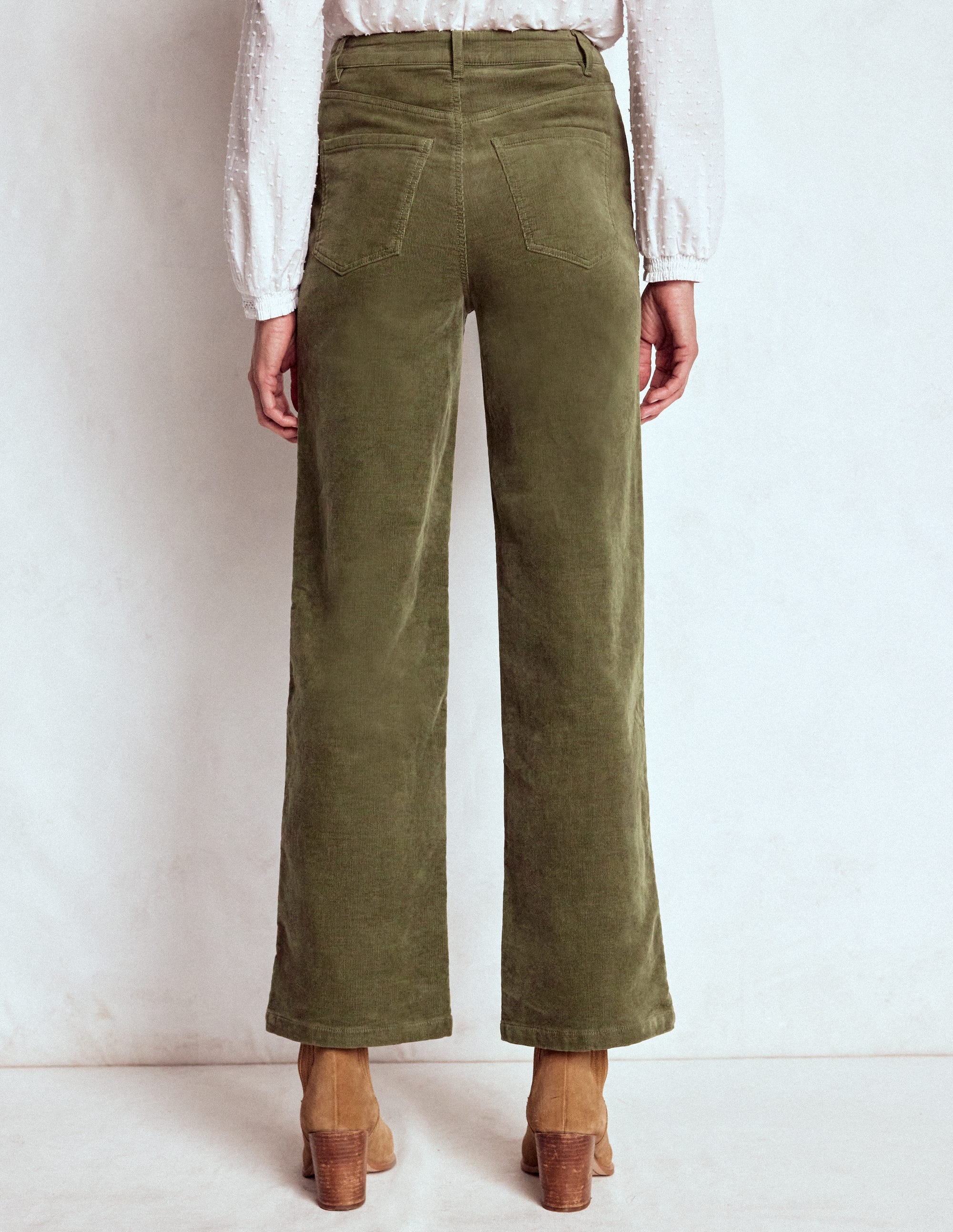 Cord-Jeans mit hohem Bund und geradem, lockerem Bein-GRÜN - Image 3