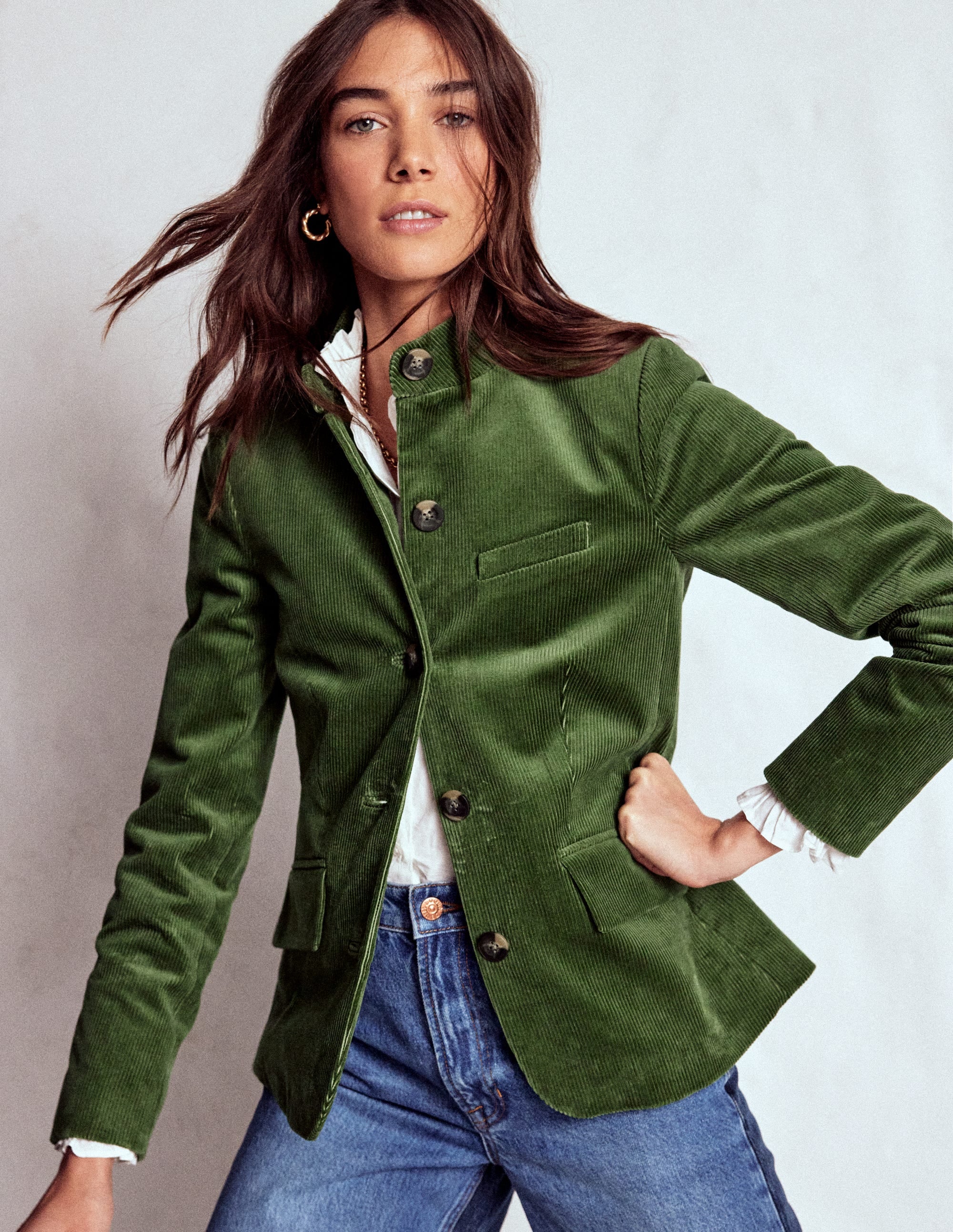 Cordjacke im Militärstil-Farn