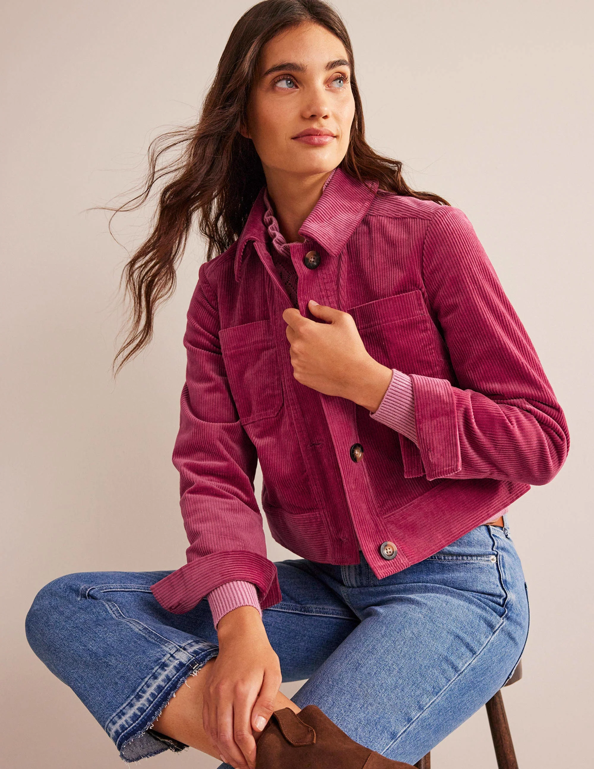 Cordjacke-Warmes Cranberryrot - Image 4