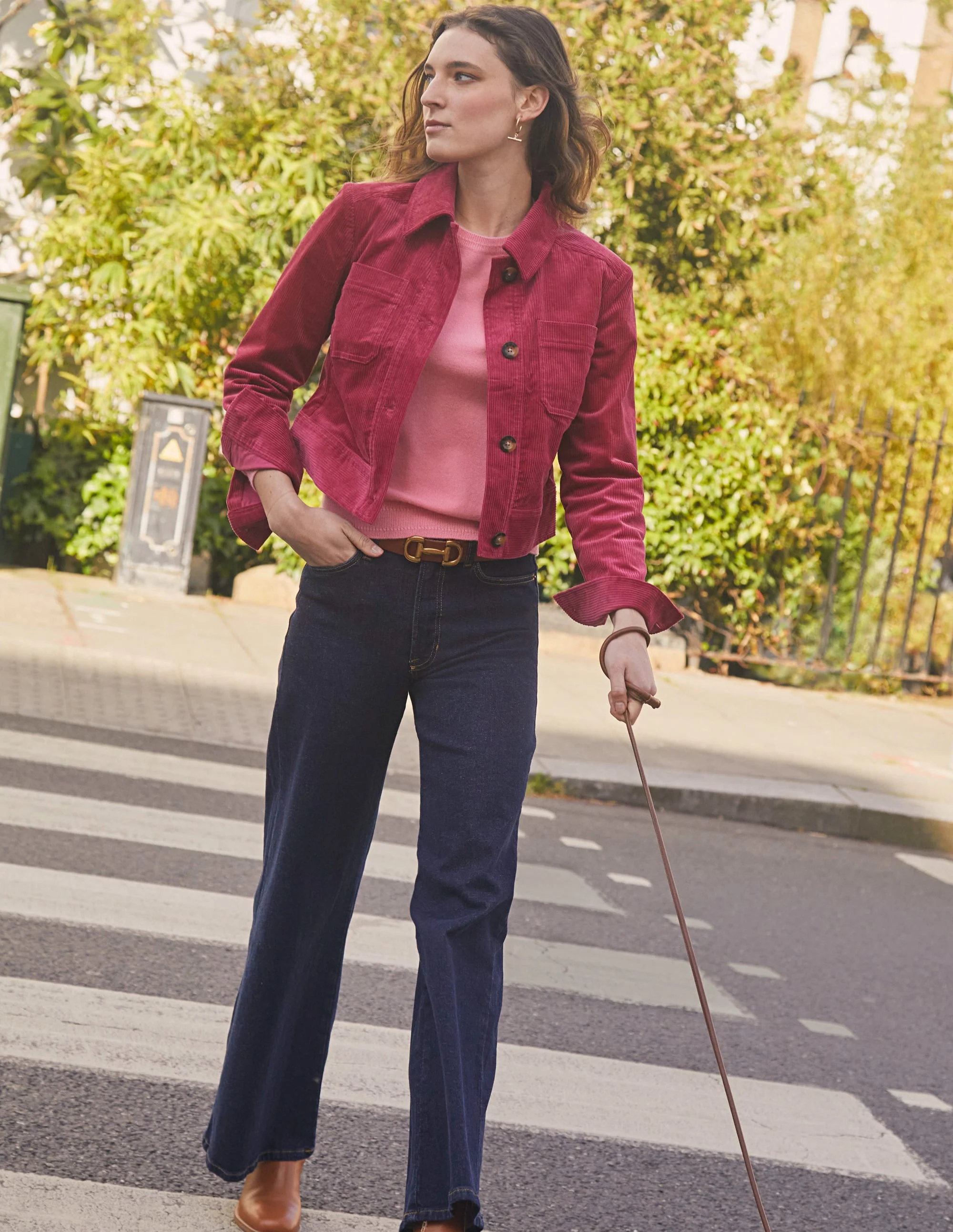 Cordjacke-Warmes Cranberryrot - Image 5