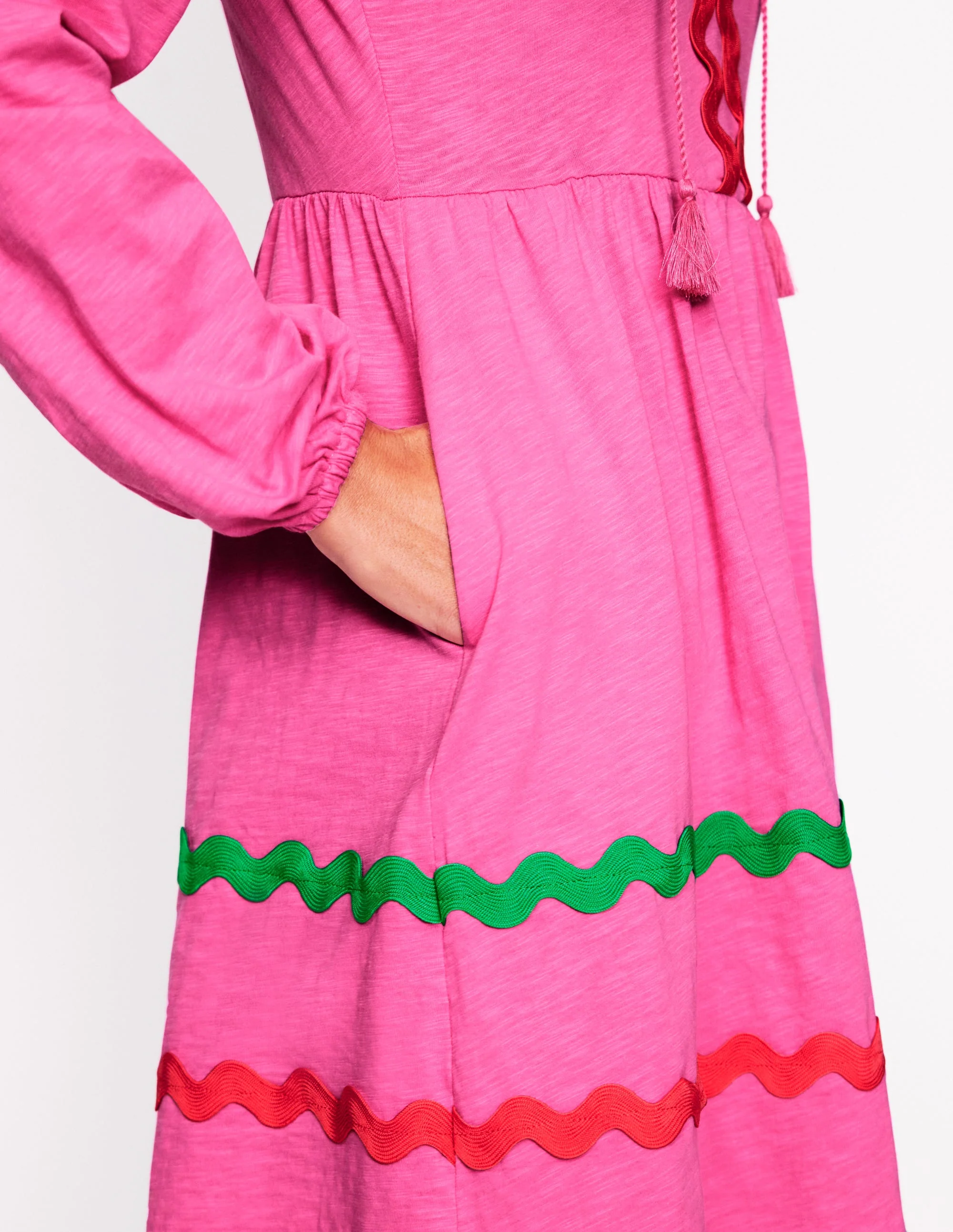 Corinna Jerseykleid mit Zackenlitze-Sorbet-Rosa - Image 2