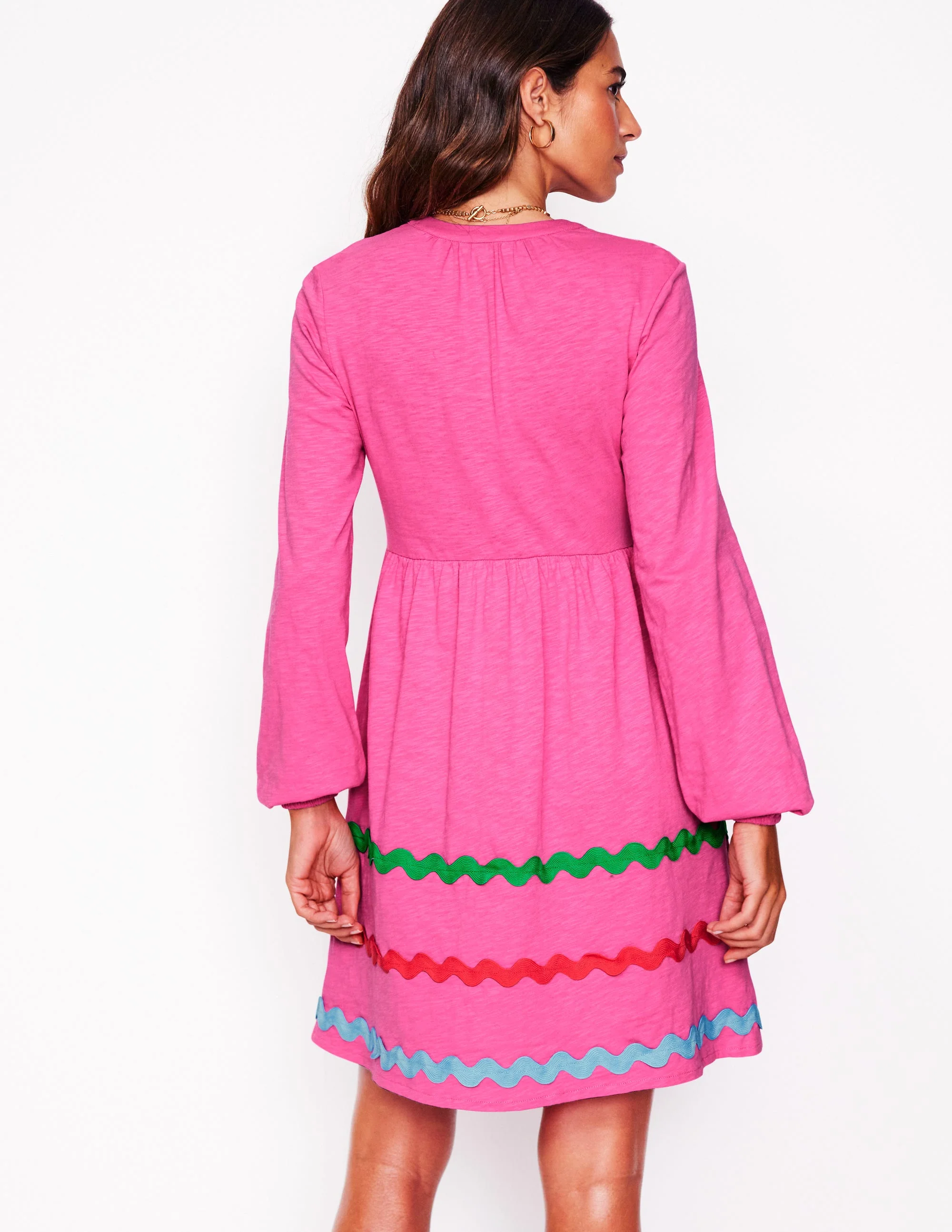 Corinna Jerseykleid mit Zackenlitze-Sorbet-Rosa - Image 3