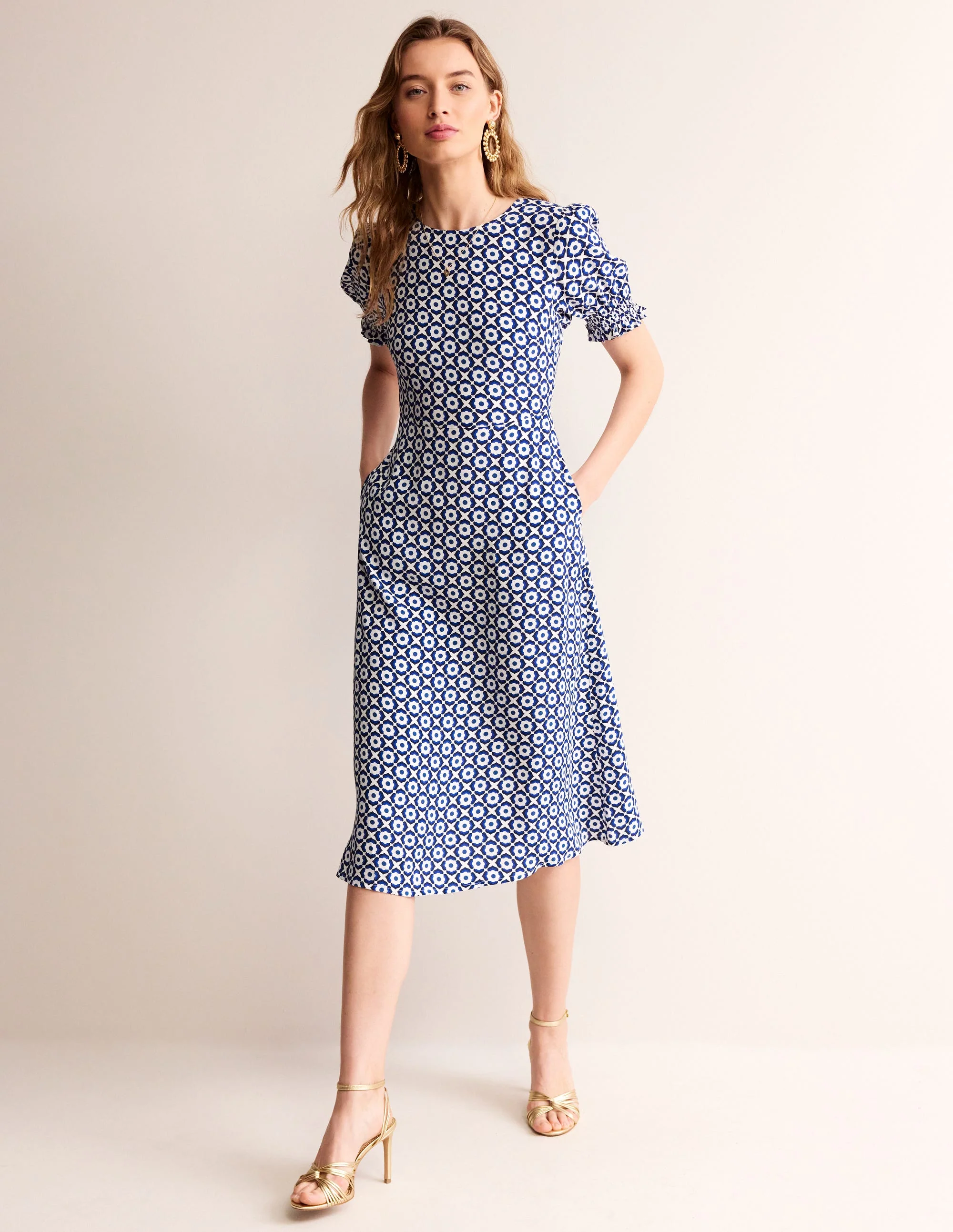 Corinne Midi-Teekleid-Marineblau, Geo Pome - Image 2