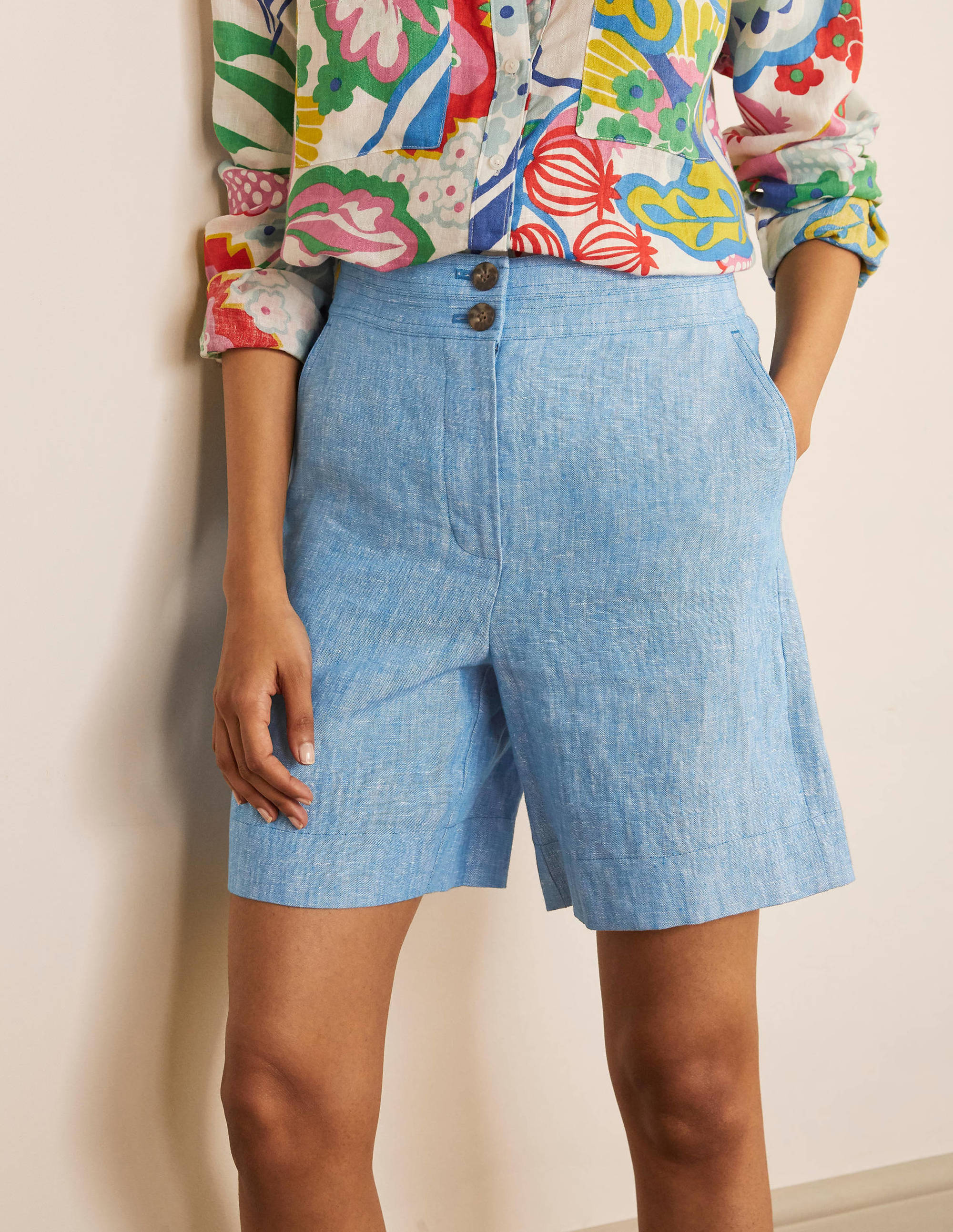 Cornwall Leinenshorts-Marokkoblau