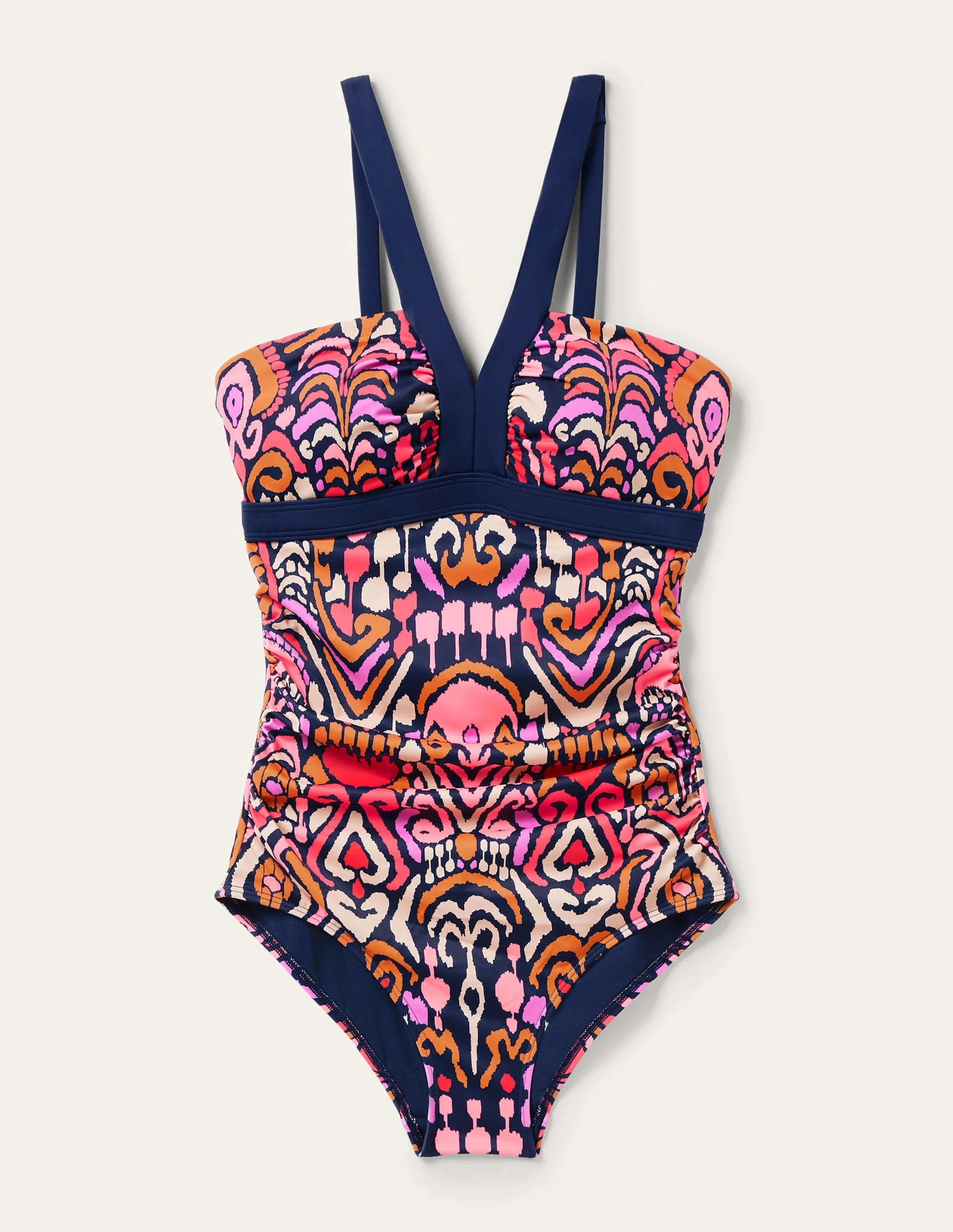 Corsica Badeanzug mit V-Ausschnitt-Französisches Navy, Ikat-Muster - Image 7