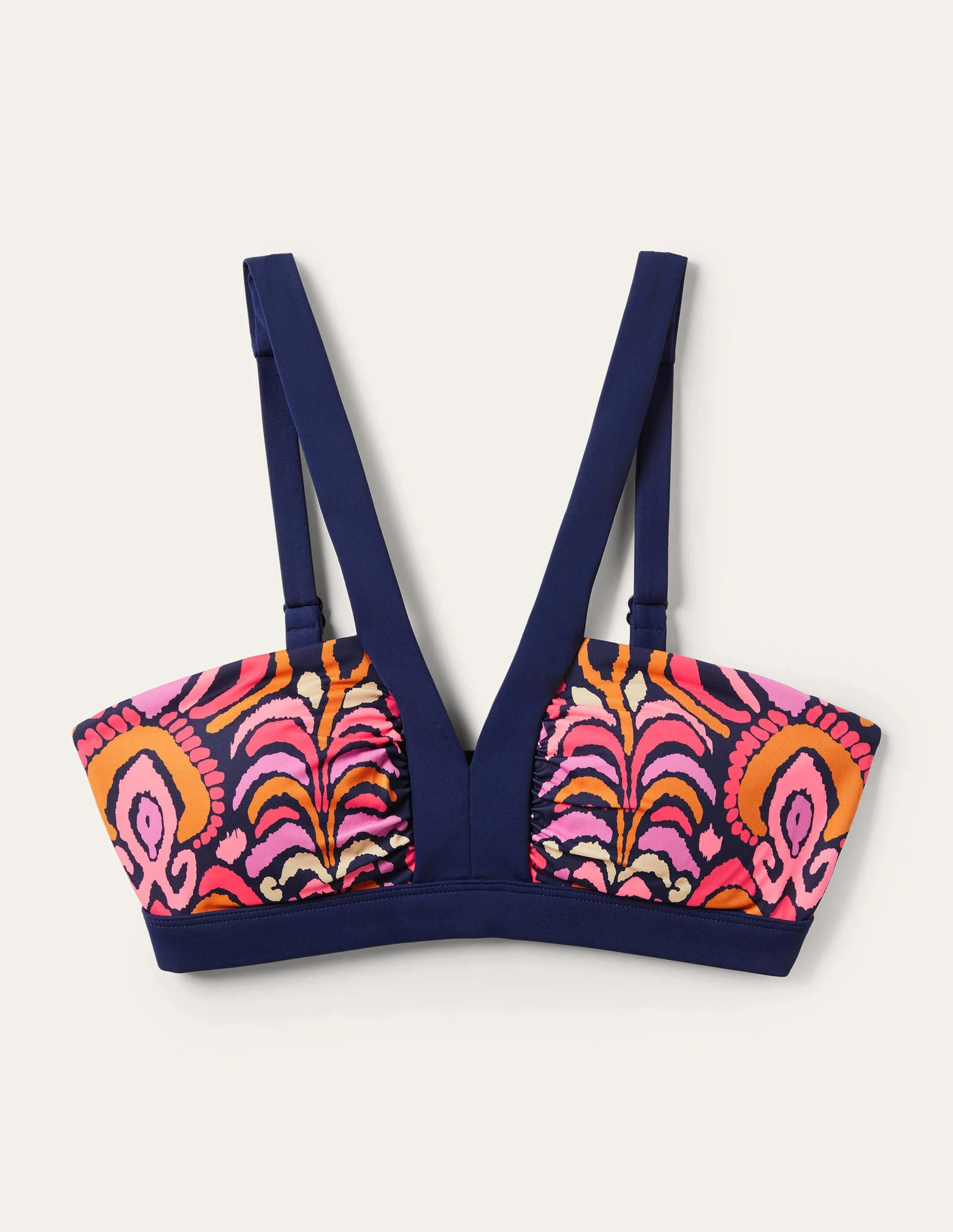 Corsica Bikinioberteil mit V-Ausschnitt-Französisches Navy, Ikat-Muster - Image 6