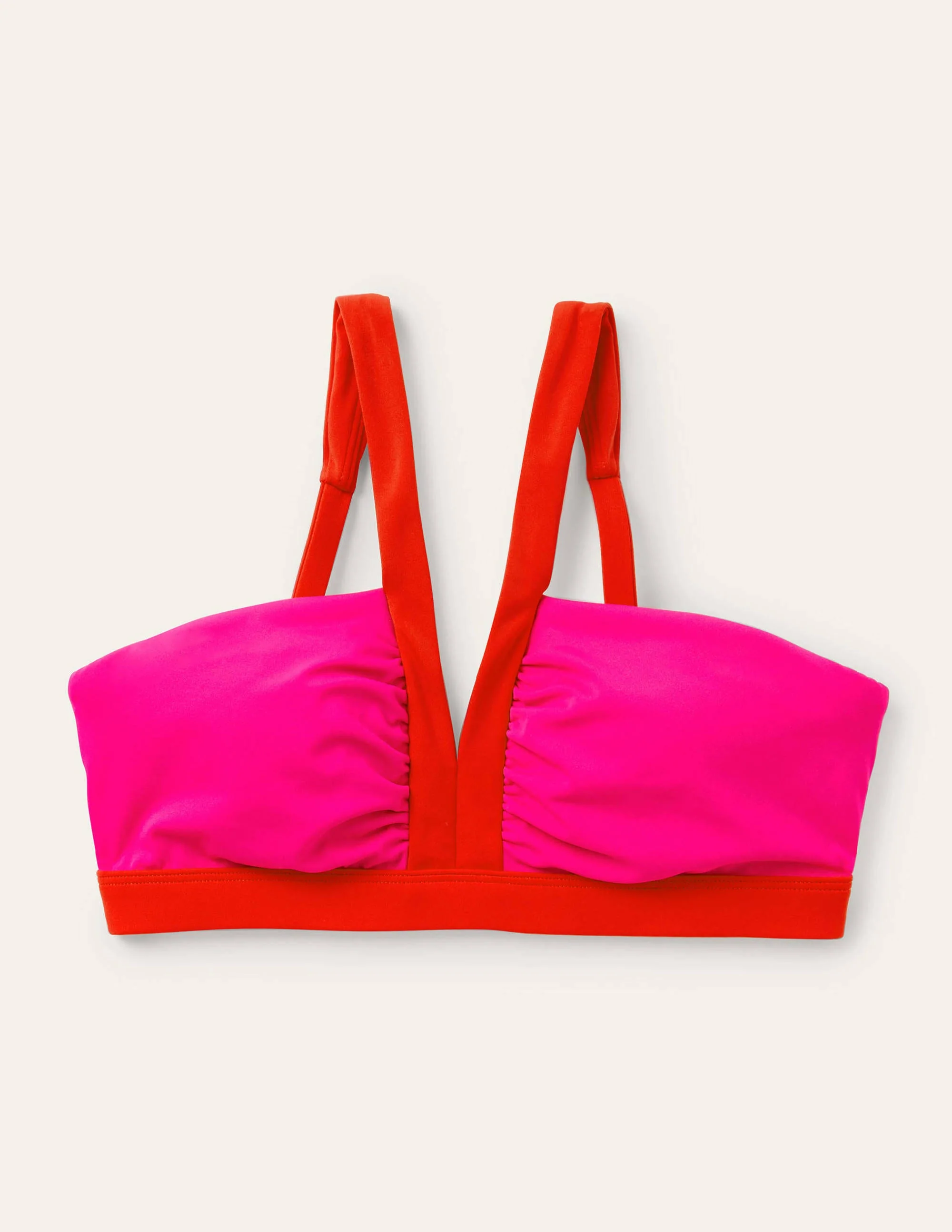 Corsica Bikinioberteil mit V-Ausschnitt-Neonrosa, Blockfarben - Image 5
