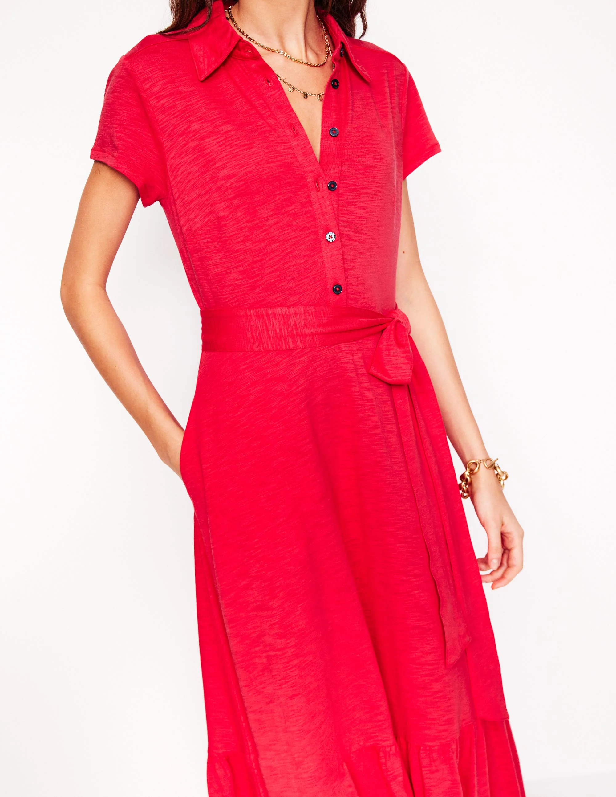 Cressida Jersey-Hemdblusenkleid-Juwelenrot - Image 2