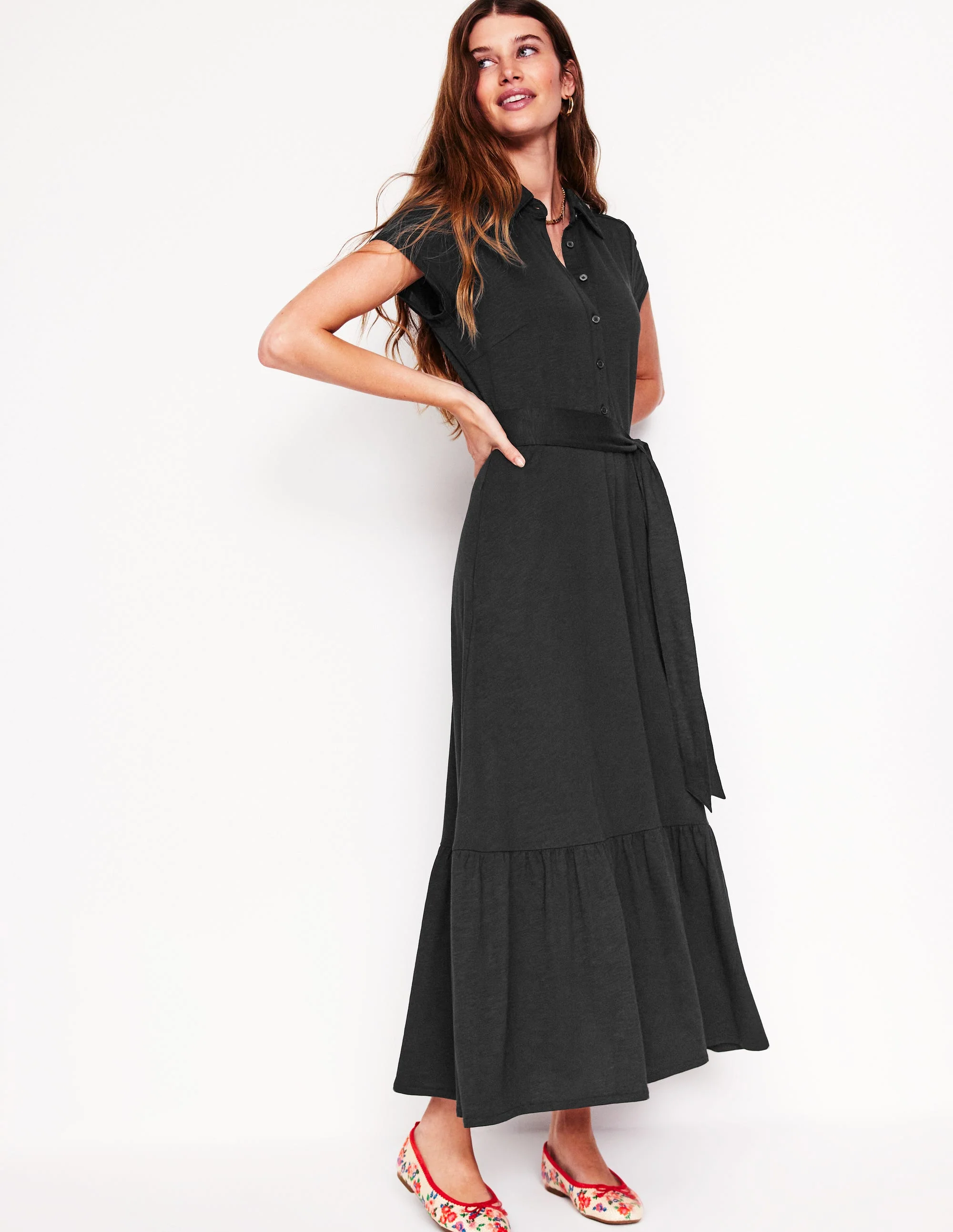 Cressida Jersey-Hemdblusenkleid-Schwarz - Image 4