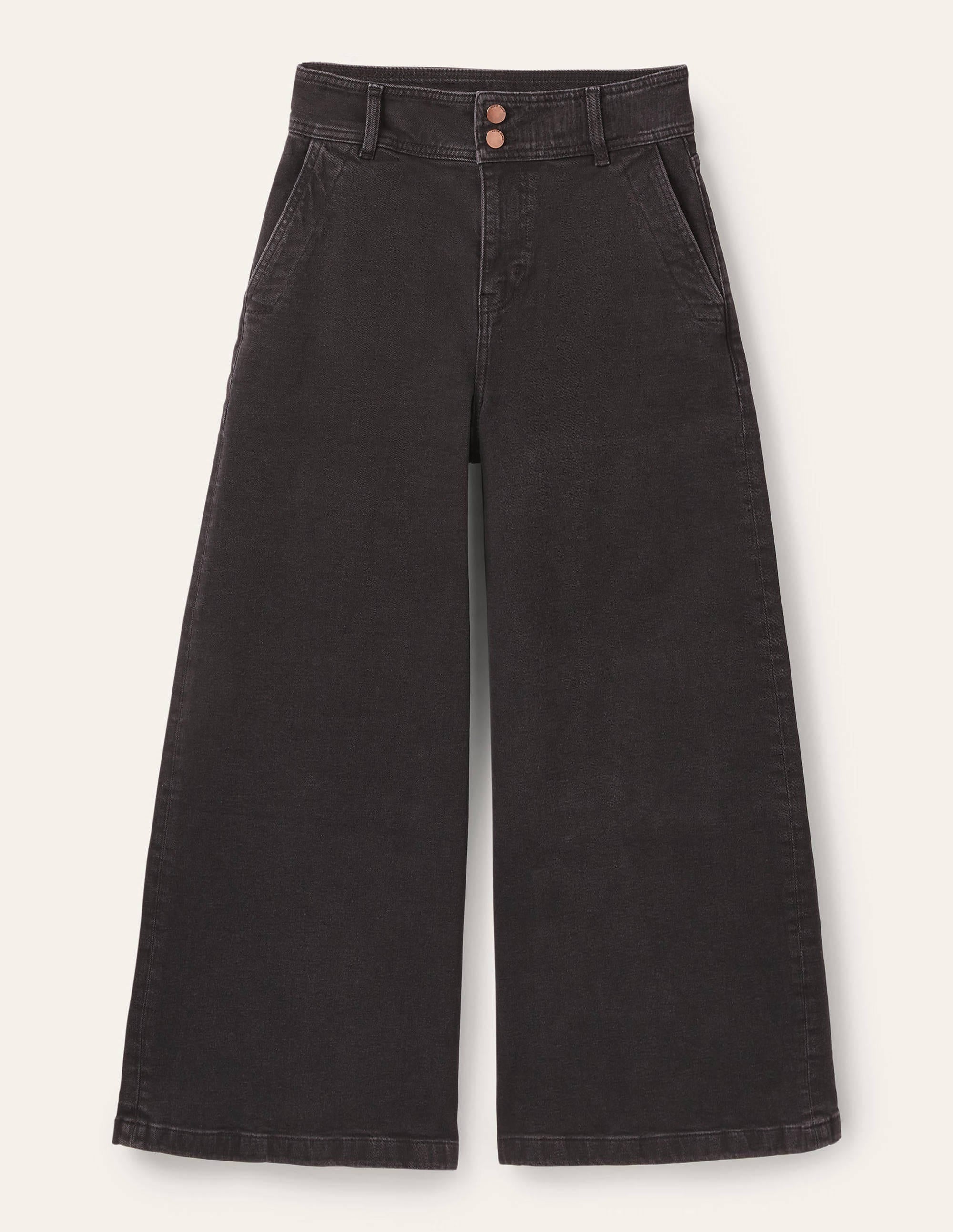 Culotte mit weitem Bein-Gewaschenes Schwarz - Image 6