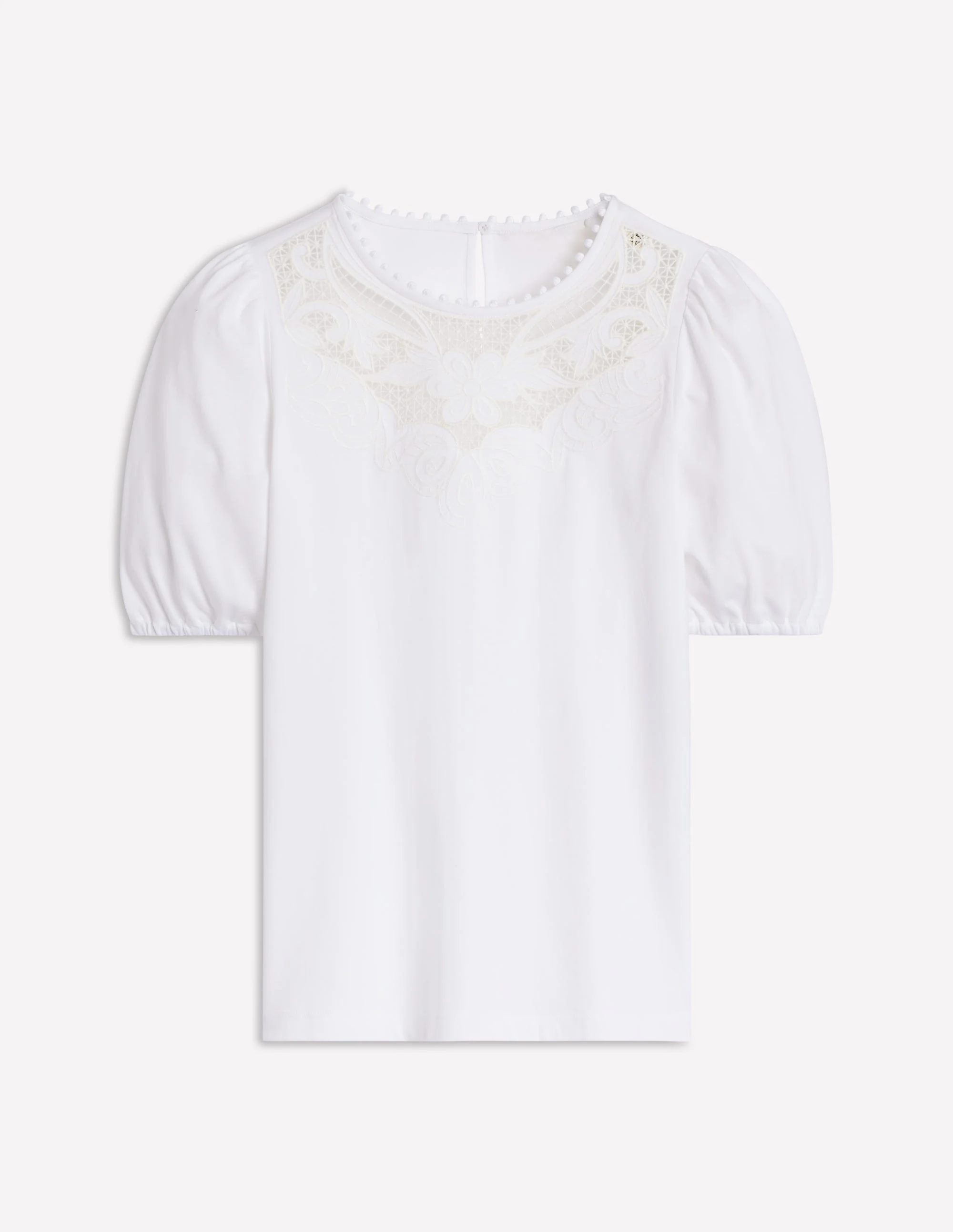 Cutwork-T-Shirt mit Puffärmeln-Weiß - Image 6