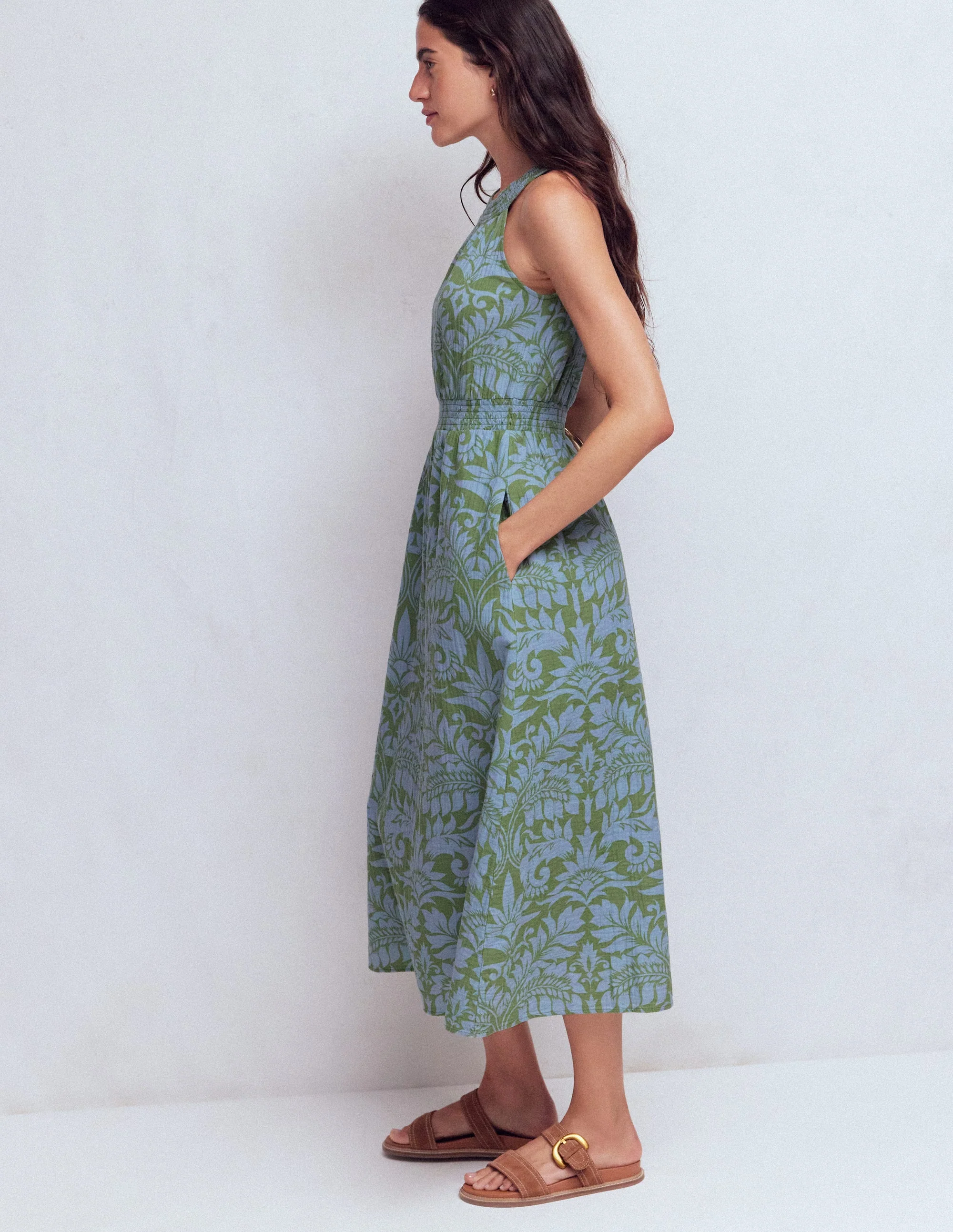 Daphne Doppeltuch-Kleid-Grün Blütenpracht - Image 5