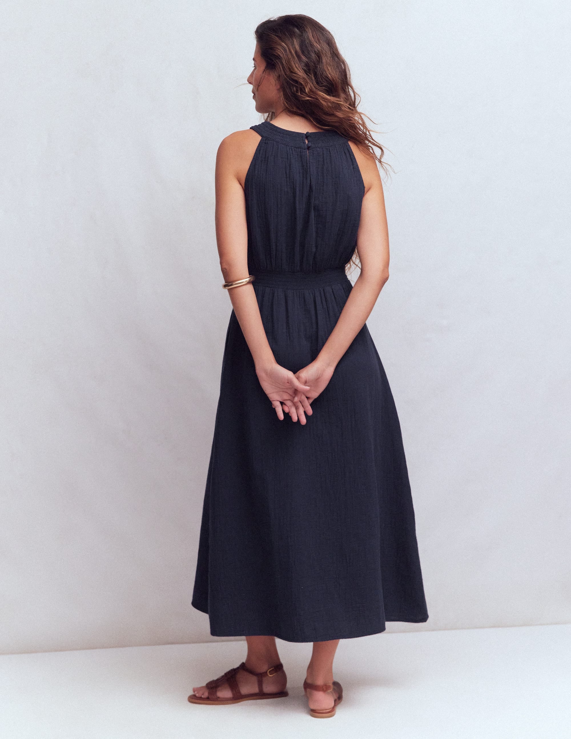 Daphne Doppeltuch-Kleid-Marineblau - Image 3