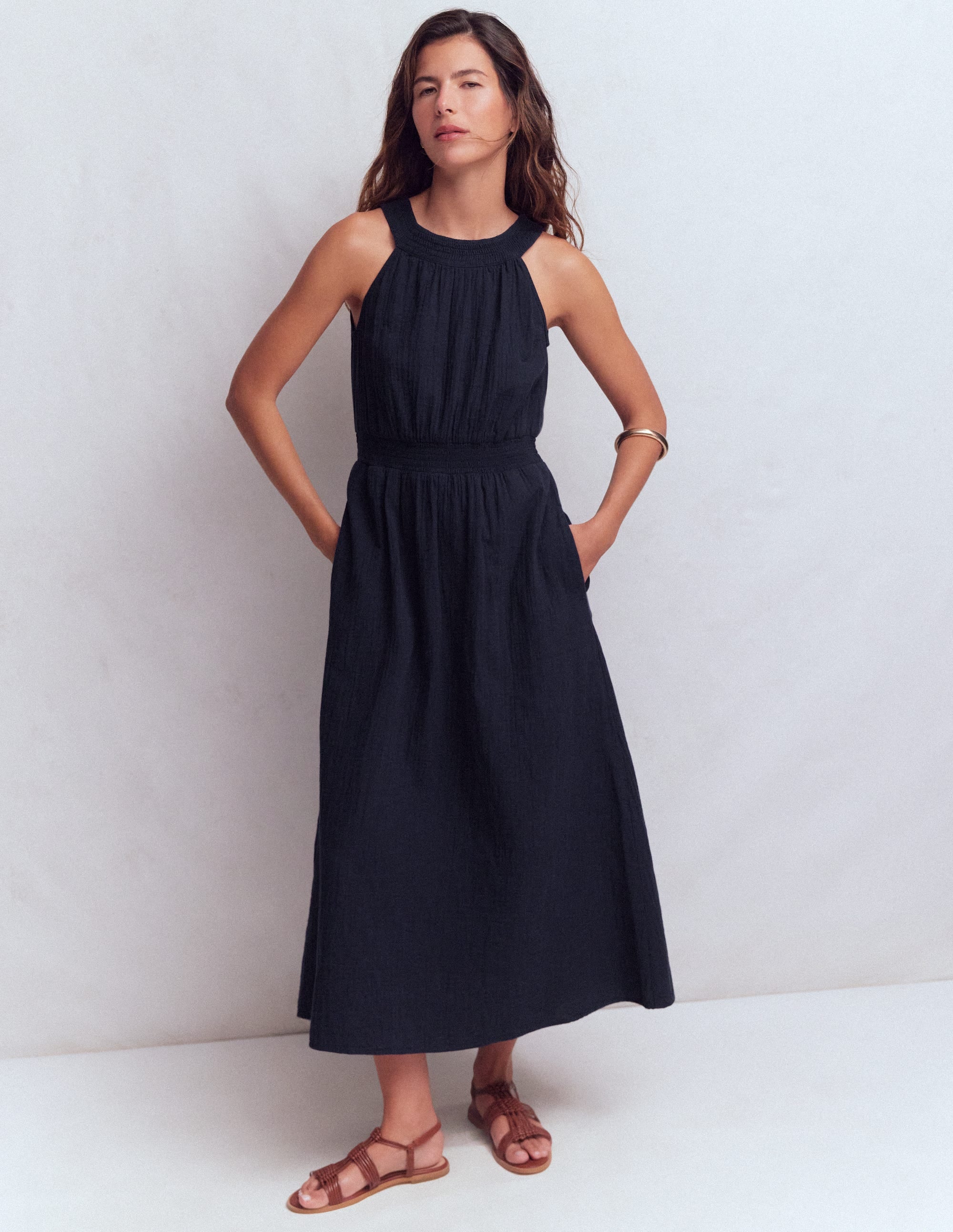 Daphne Doppeltuch-Kleid-Marineblau - Image 4