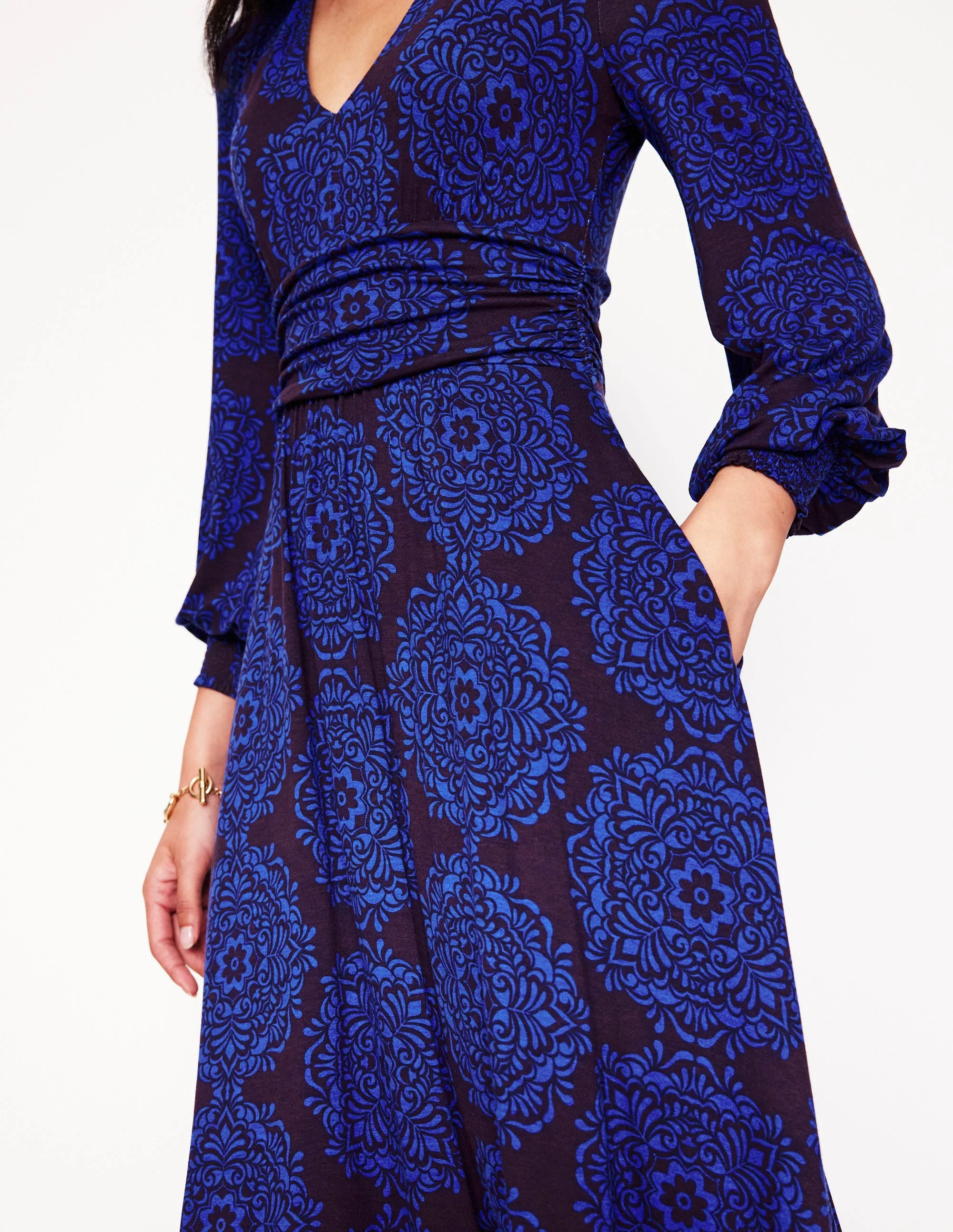 Daphne Maxikleid aus Jersey-Lila, Mosaikkaskade - Image 2
