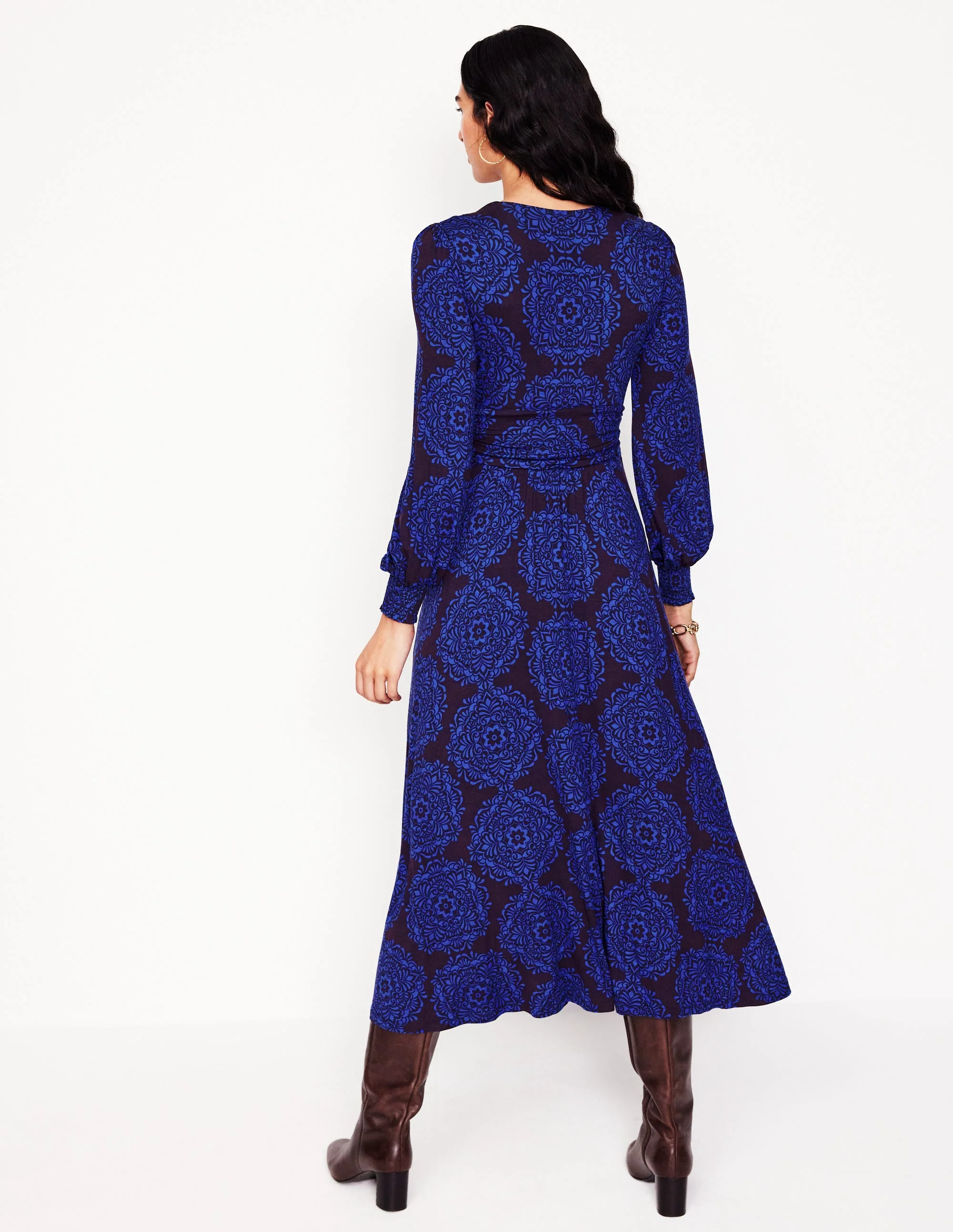 Daphne Maxikleid aus Jersey-Lila, Mosaikkaskade - Image 3