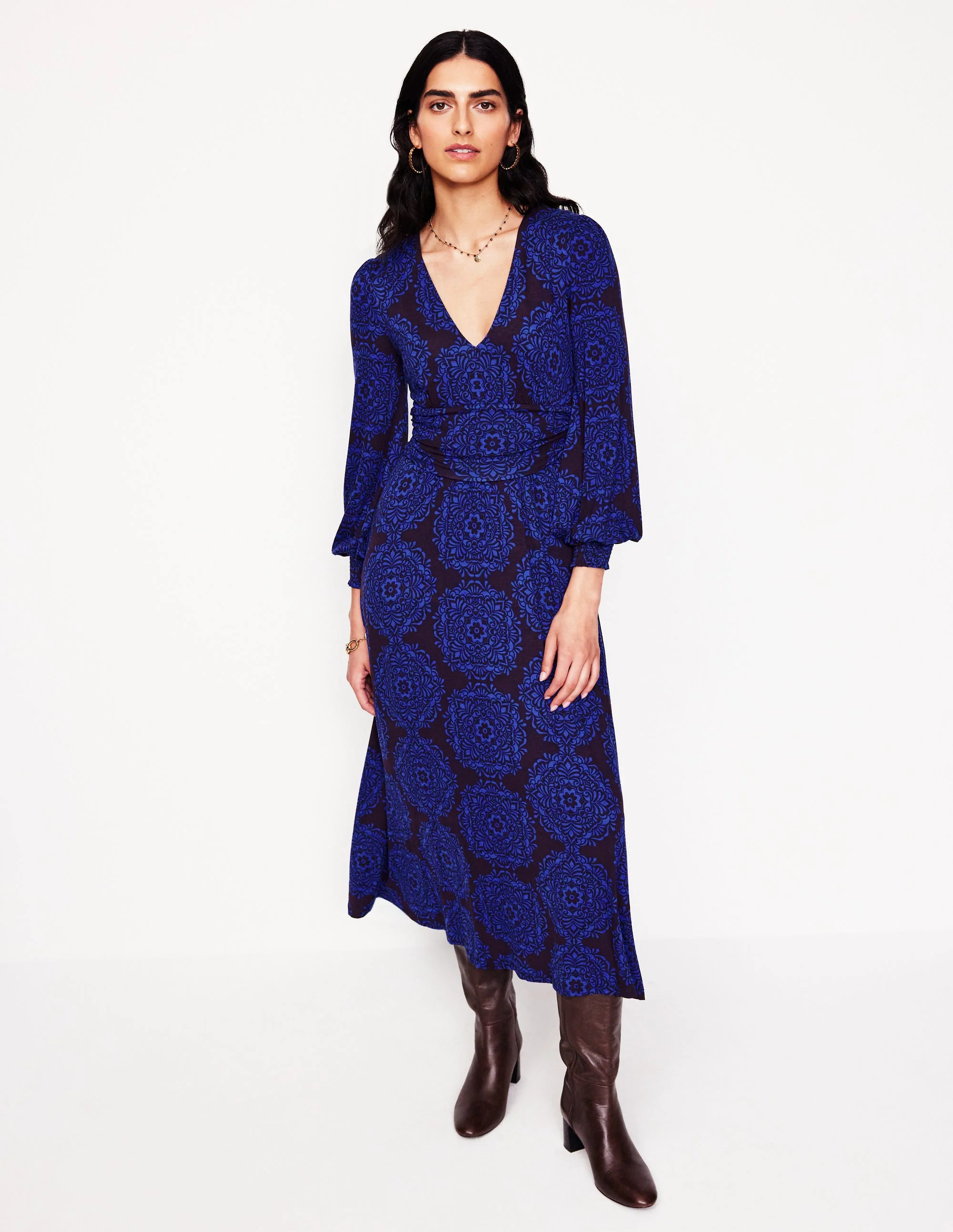 Daphne Maxikleid aus Jersey-Lila, Mosaikkaskade - Image 4