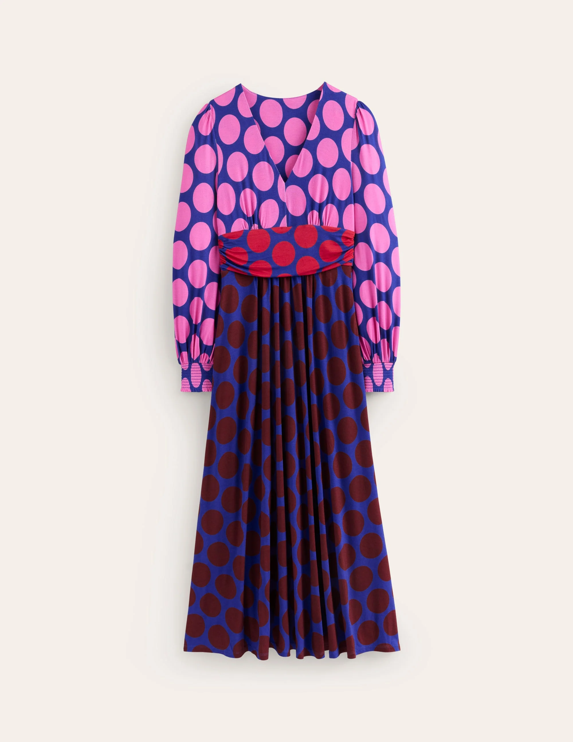 Daphne Maxikleid aus Jersey-Rosa Turmalin, große Punkte - Image 6