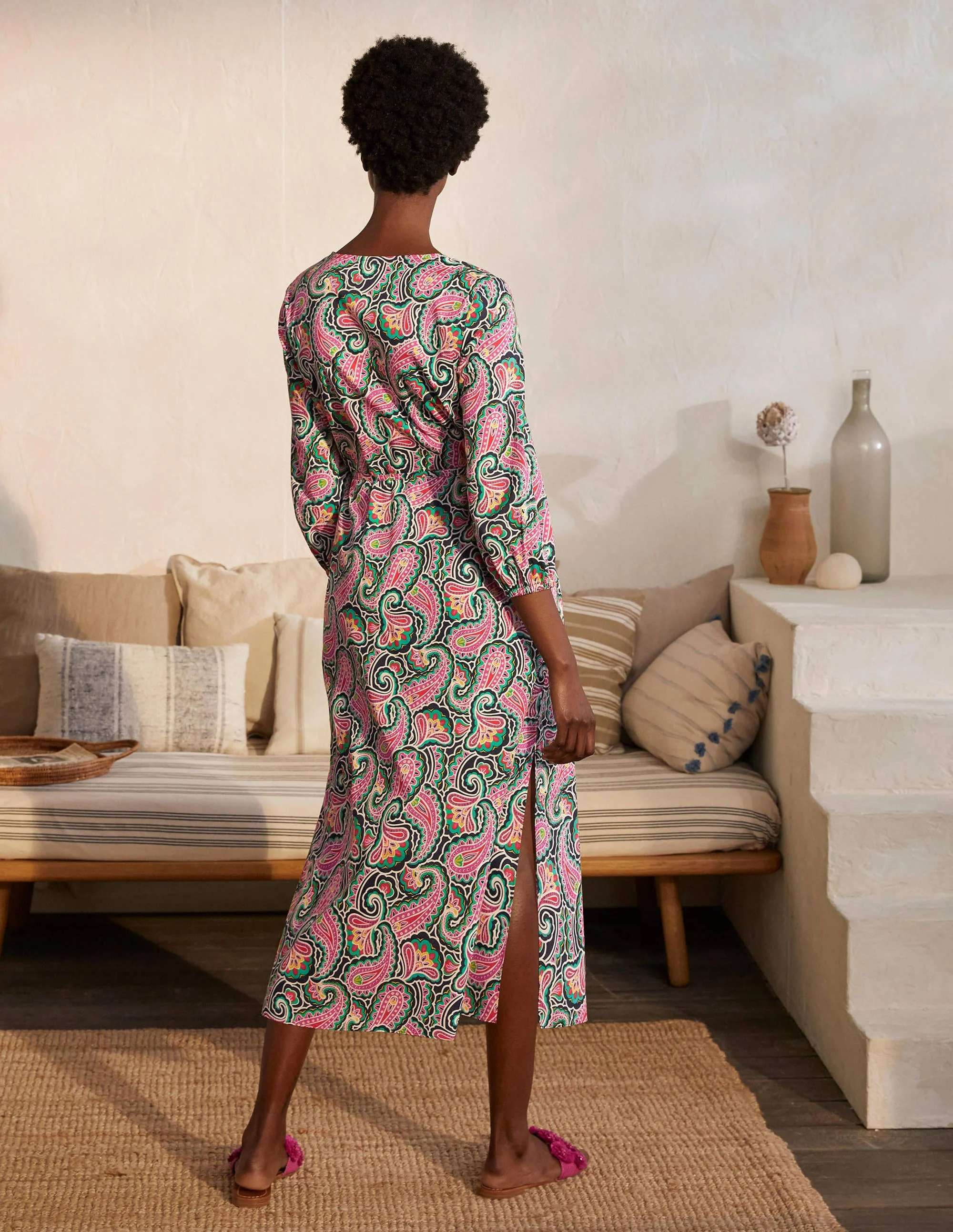 Daria Midikleid aus Baumwolle-Navy, Sommerliches Paisleymuster - Image 3