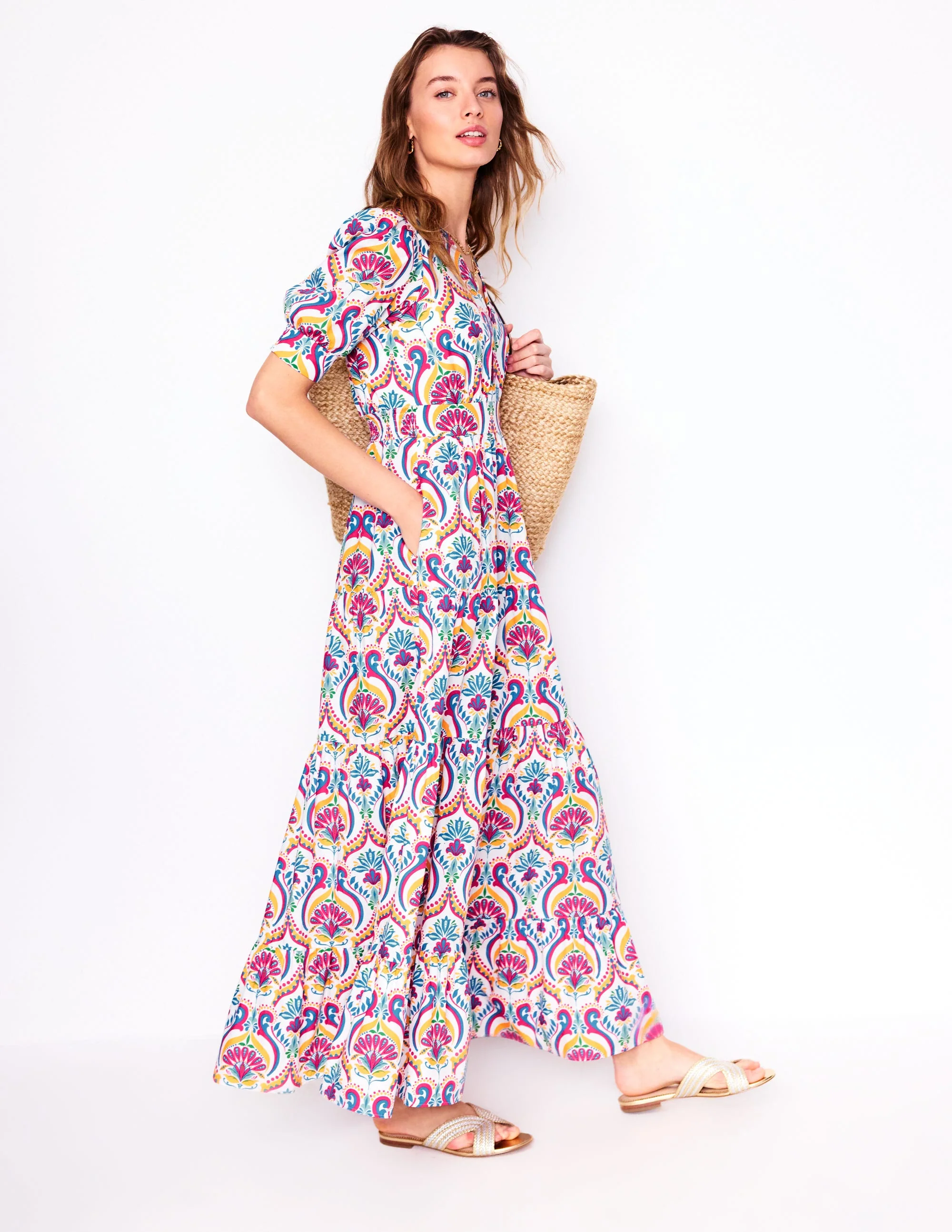 Das Bella Kleid-Bunt, Blumenmuster mit Ornamenten - Image 6