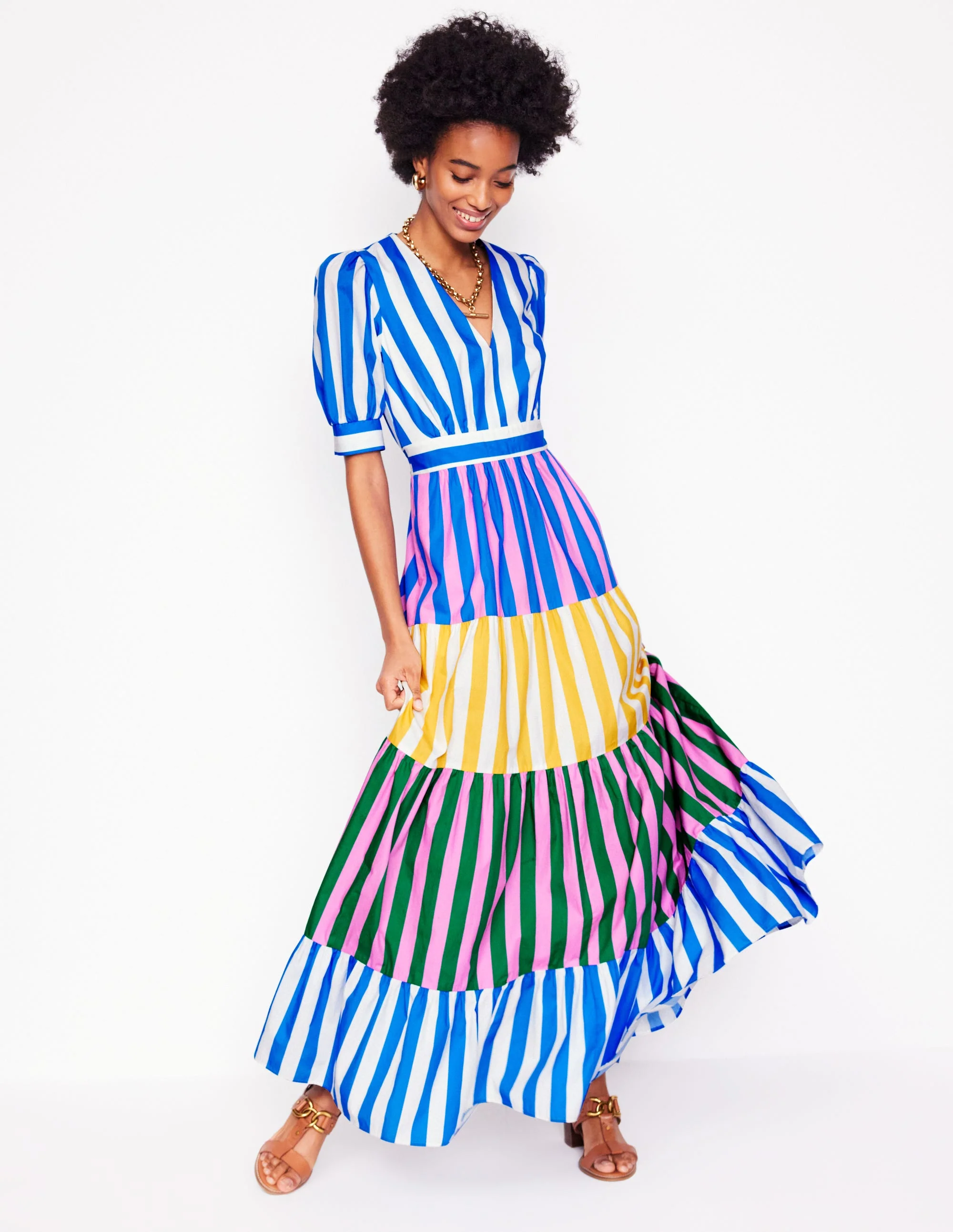 Das Bella Kleid-Eisvogelblau Streifen - Image 5