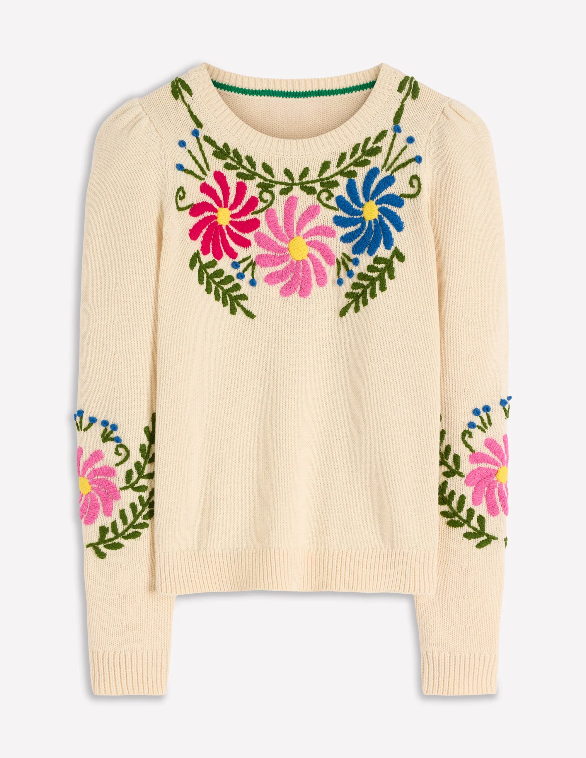 Davina Pullover mit Puffärmeln-Naturweiß mit Stickerei - Image 5