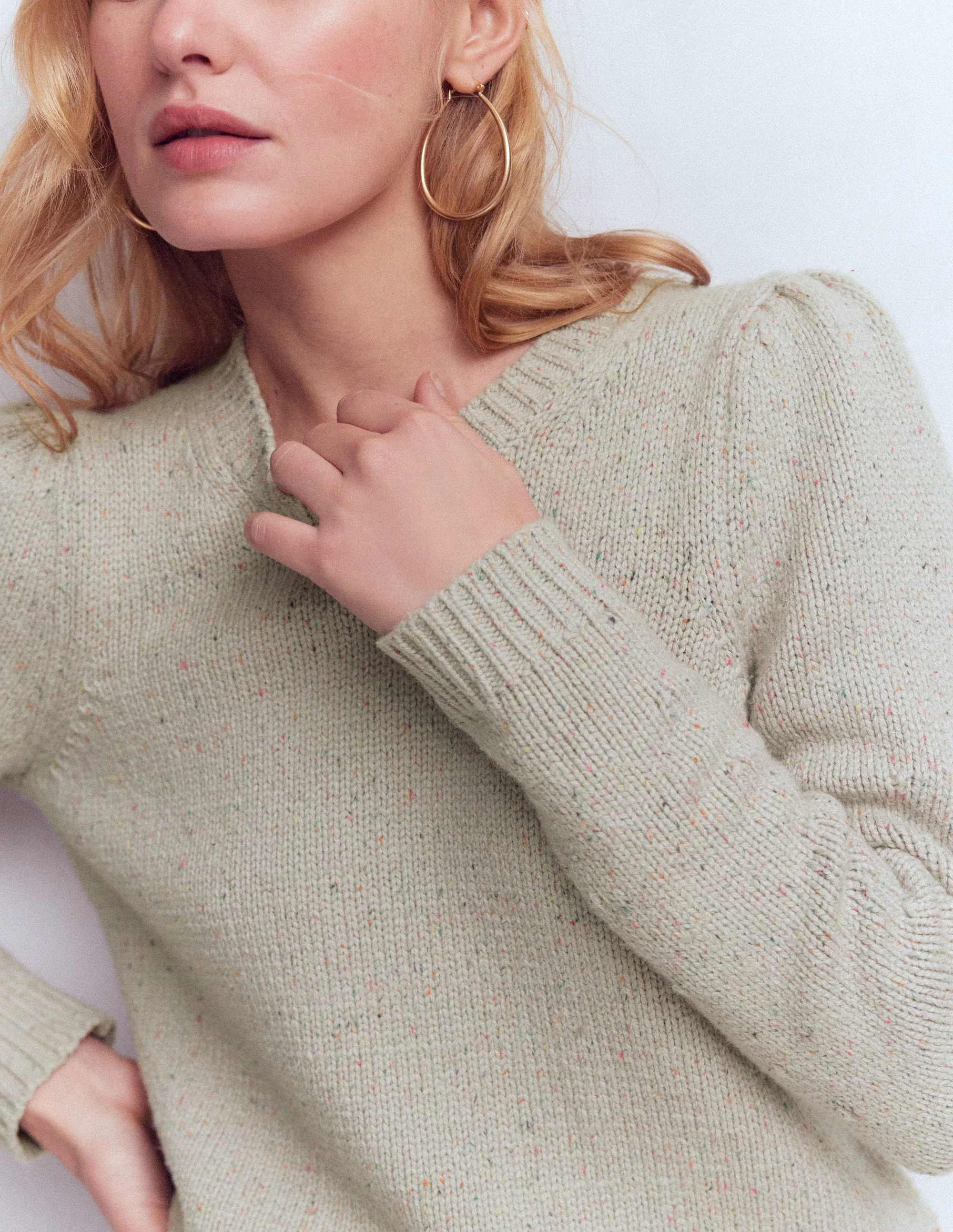 Davina Pullover mit Puffärmeln-Naturweiß, Noppen - Image 2