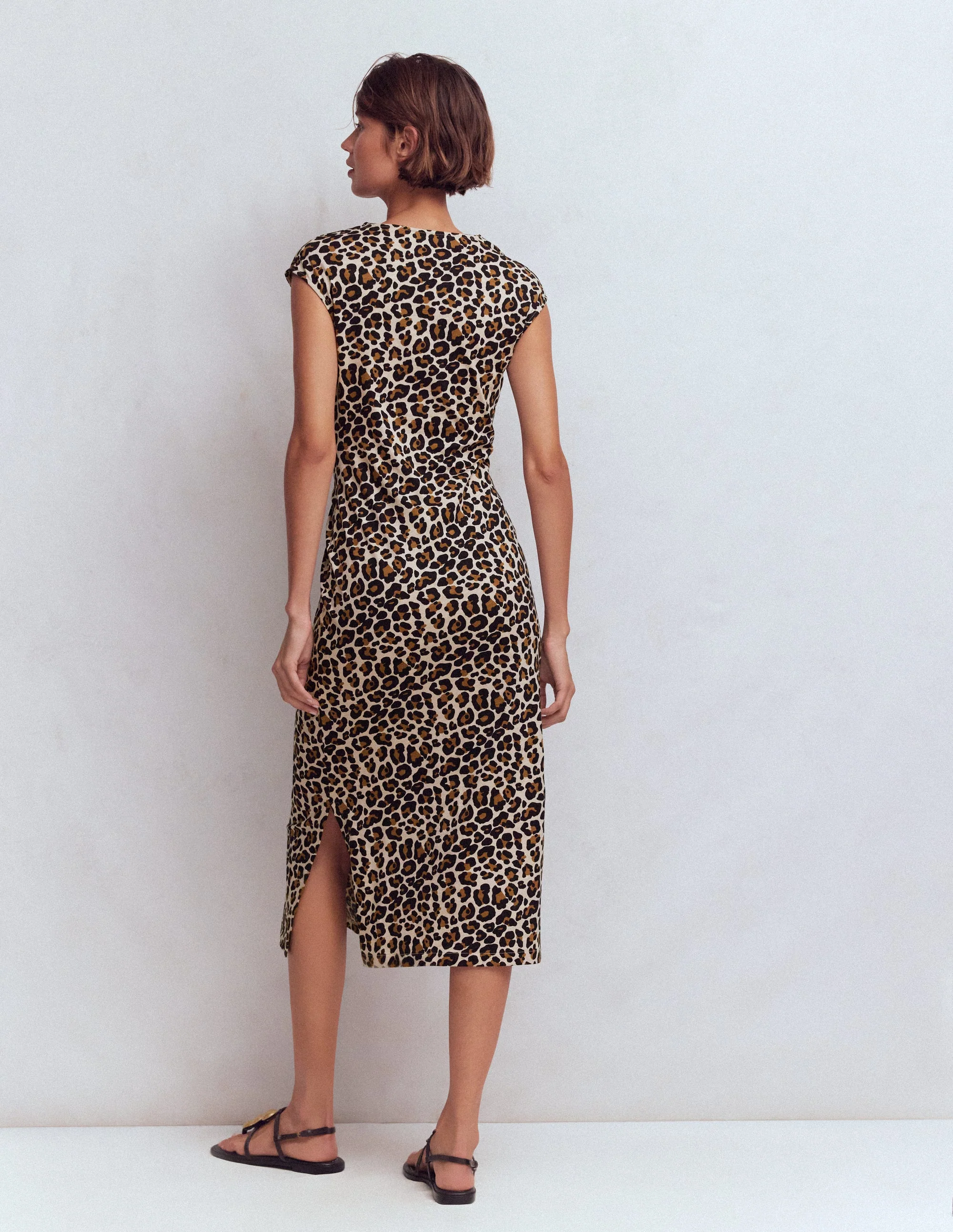Delilah Midikleid mit Twistdetail-Mandelmilch, Gepard-Pop - Image 3
