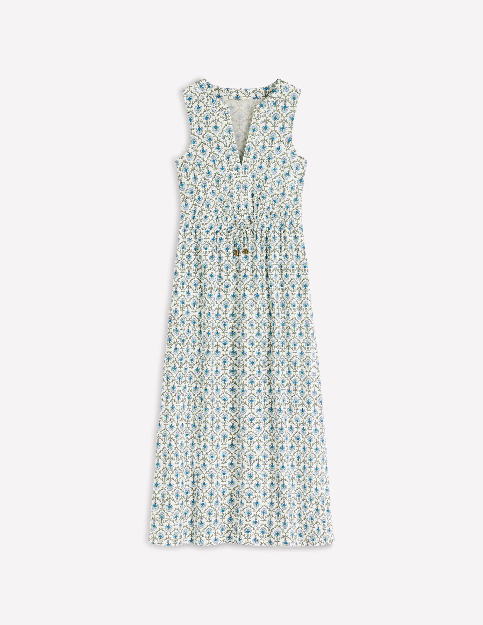 Delphine Jersey-Midikleid-Naturweiß, Blumengitter - Image 7