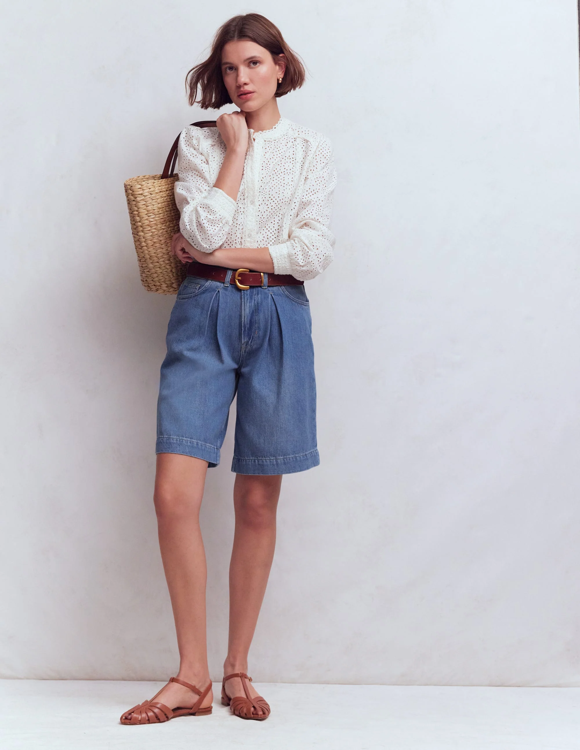 Denim-Bermudashorts-Ausgeblichene Optik - Image 4
