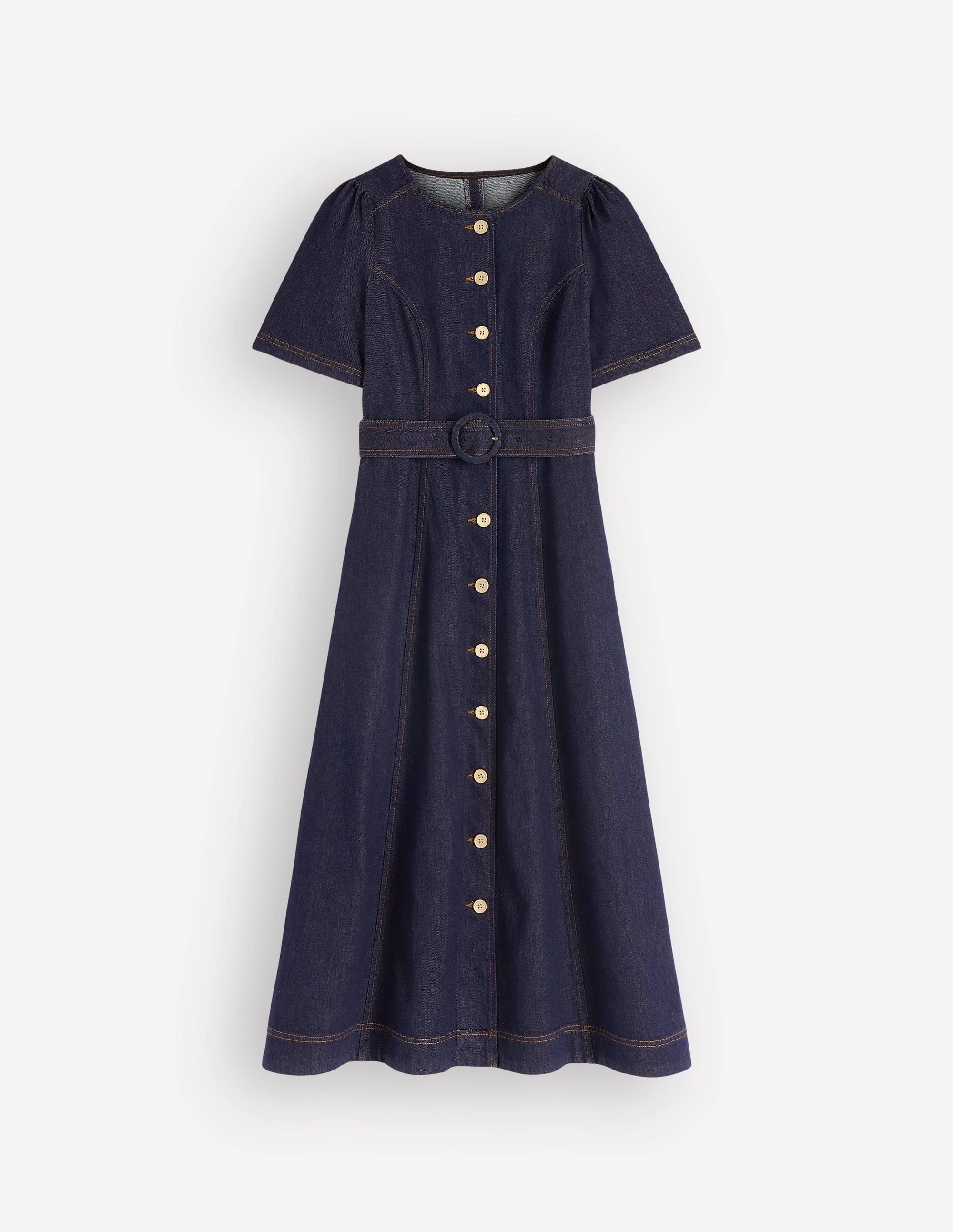 Denim-Kleid mit Knopfdetail-Indigo Gewaschen - Image 5