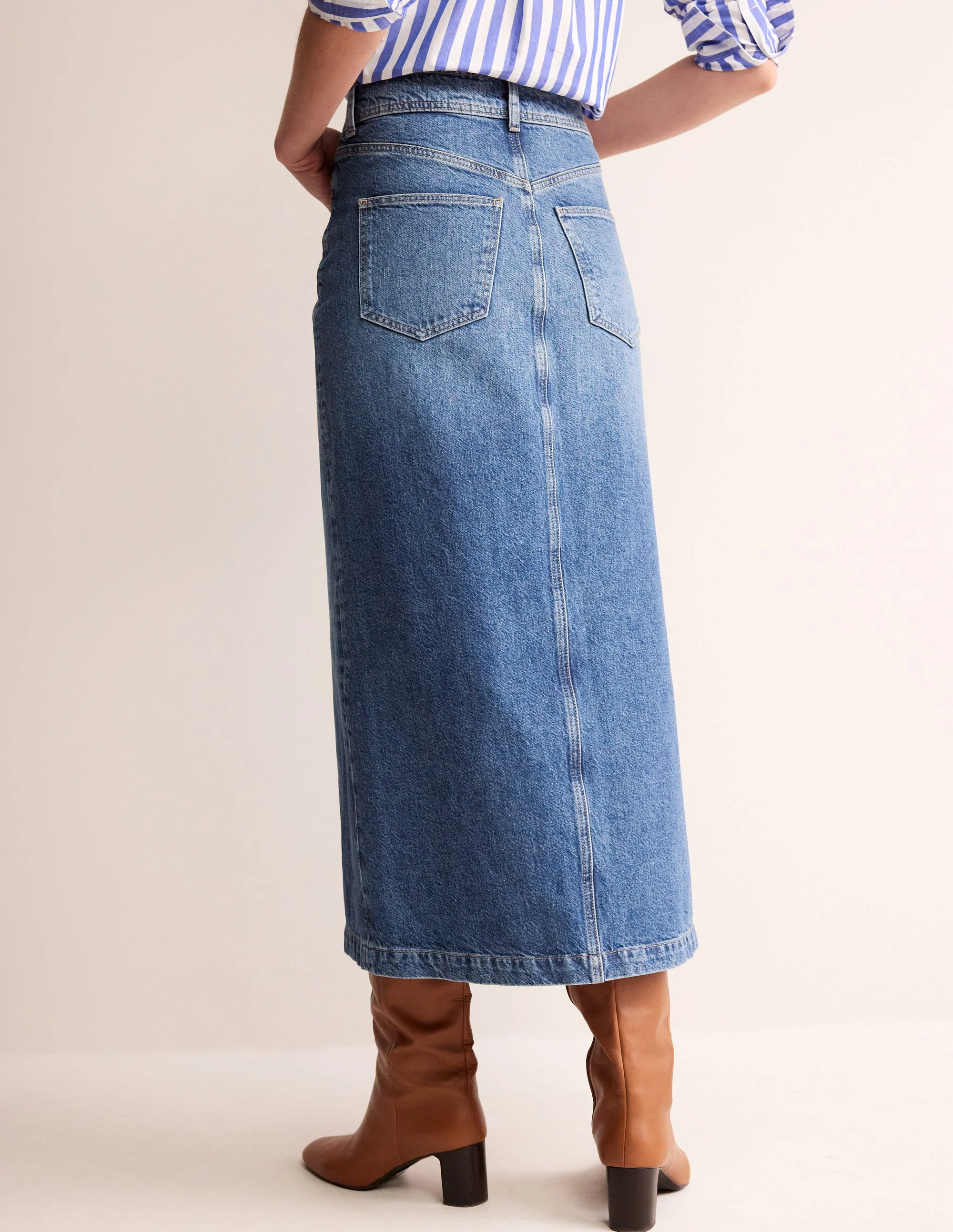 Denim-Maxirock mit 5 Taschen-Black - Image 3